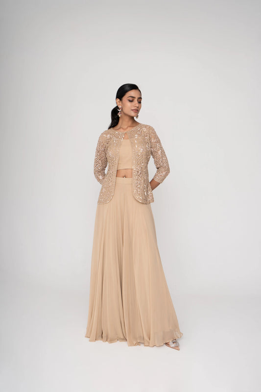 Short Jacket with Sharara - Saisha