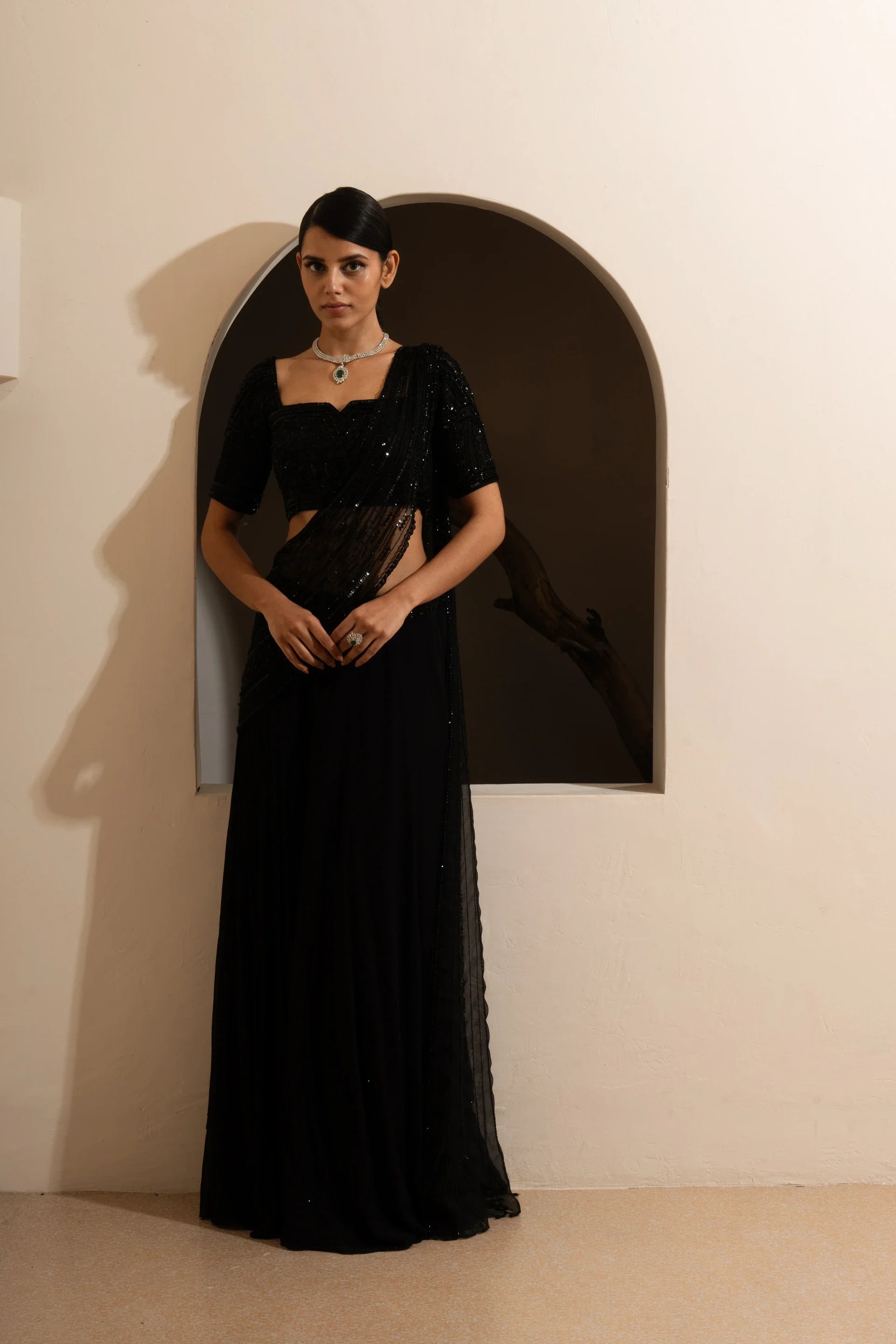 Mid Night Saree & Blouse - Saisha