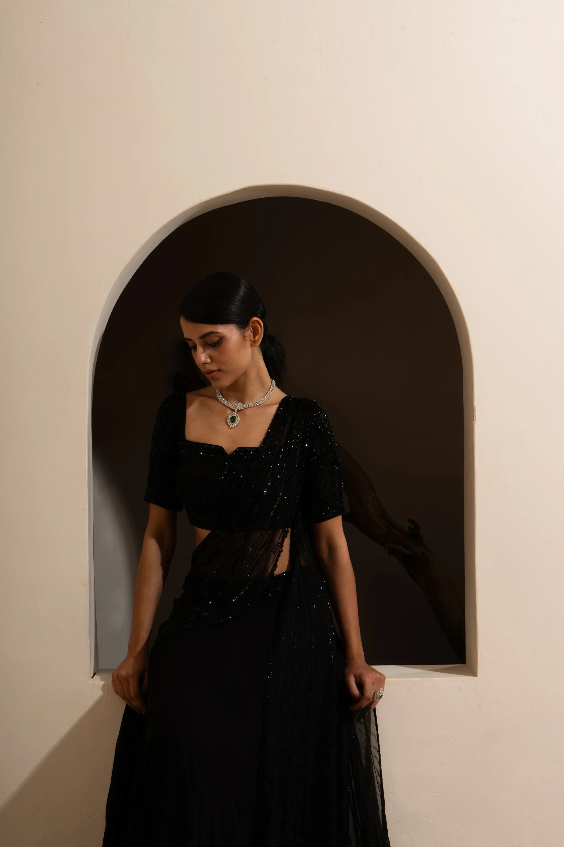 Mid Night Saree & Blouse - Saisha