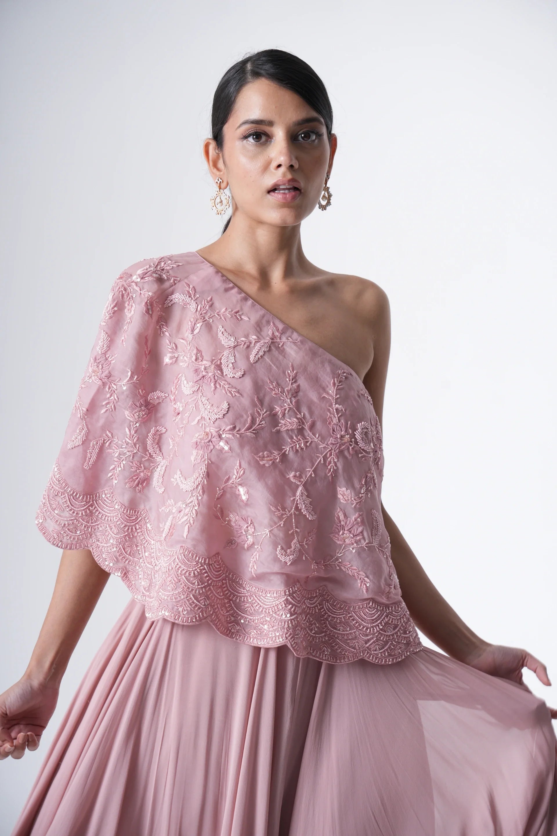 One Shoulder Cape with Skirt - Saisha