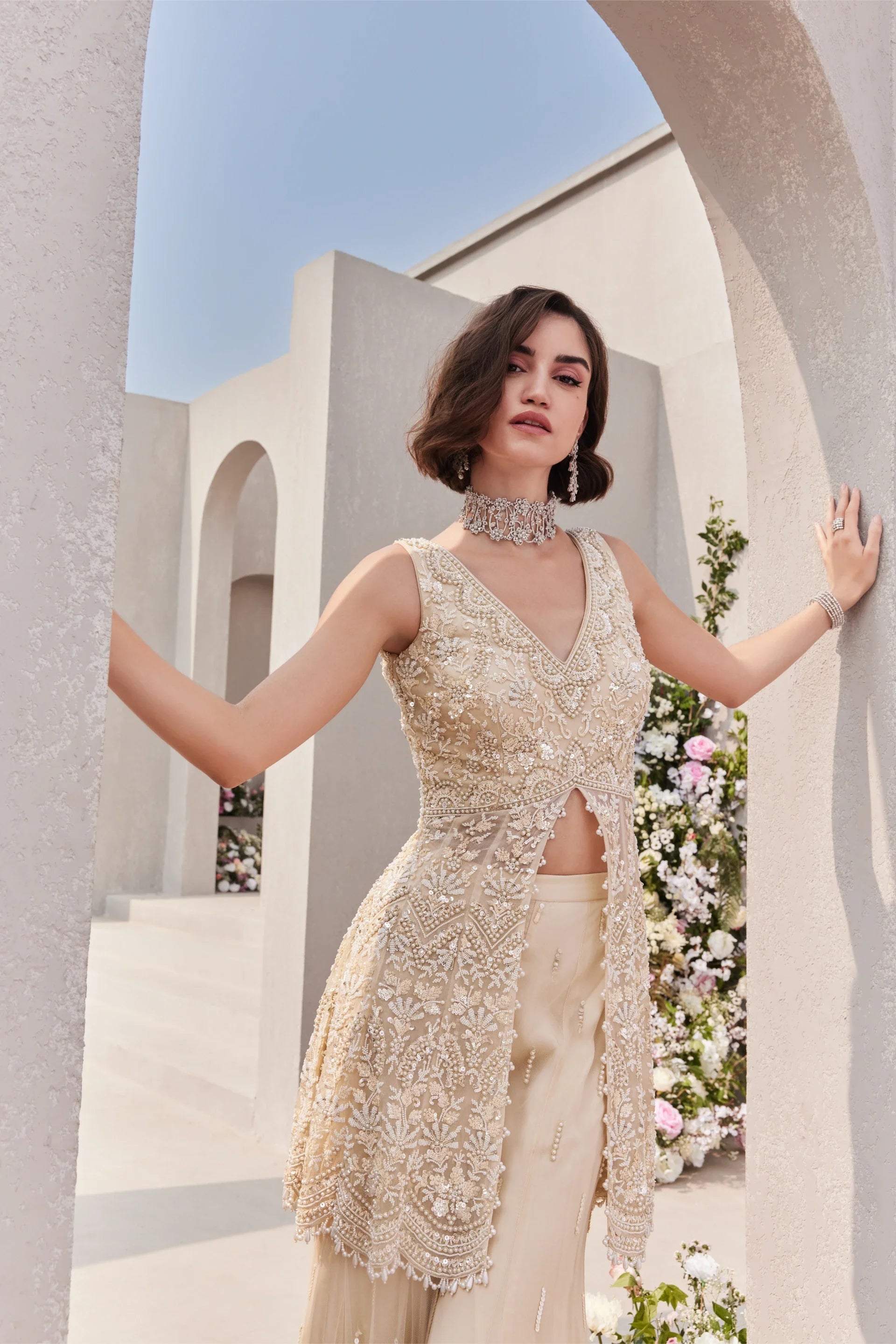 sharara peplum dress Austonishing Off White Georgette Peplum Style Sharara Suit
