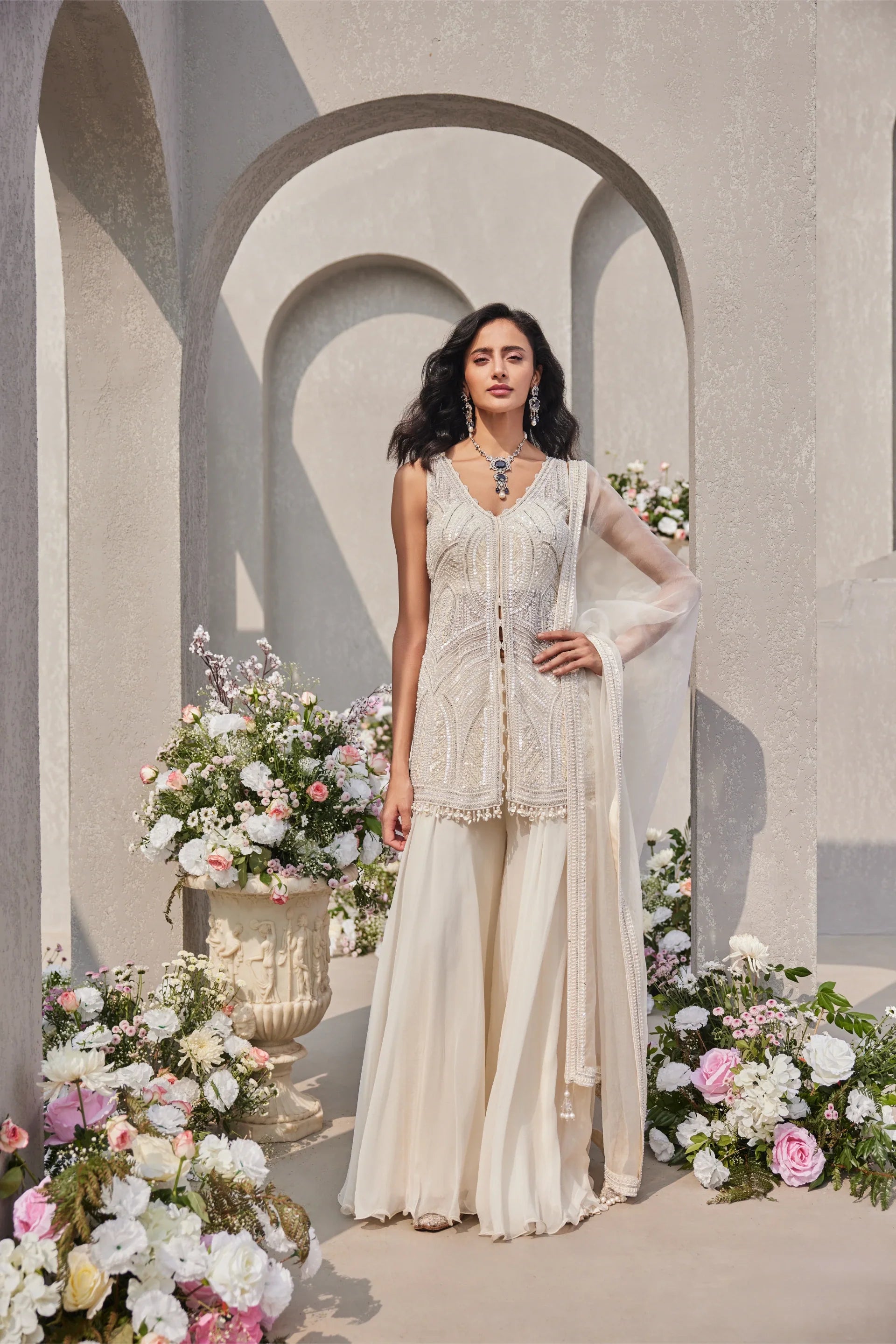 Straight Shirt With Kali Sharara - Saisha