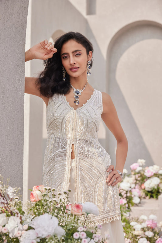 Straight Shirt With Kali Sharara - Saisha