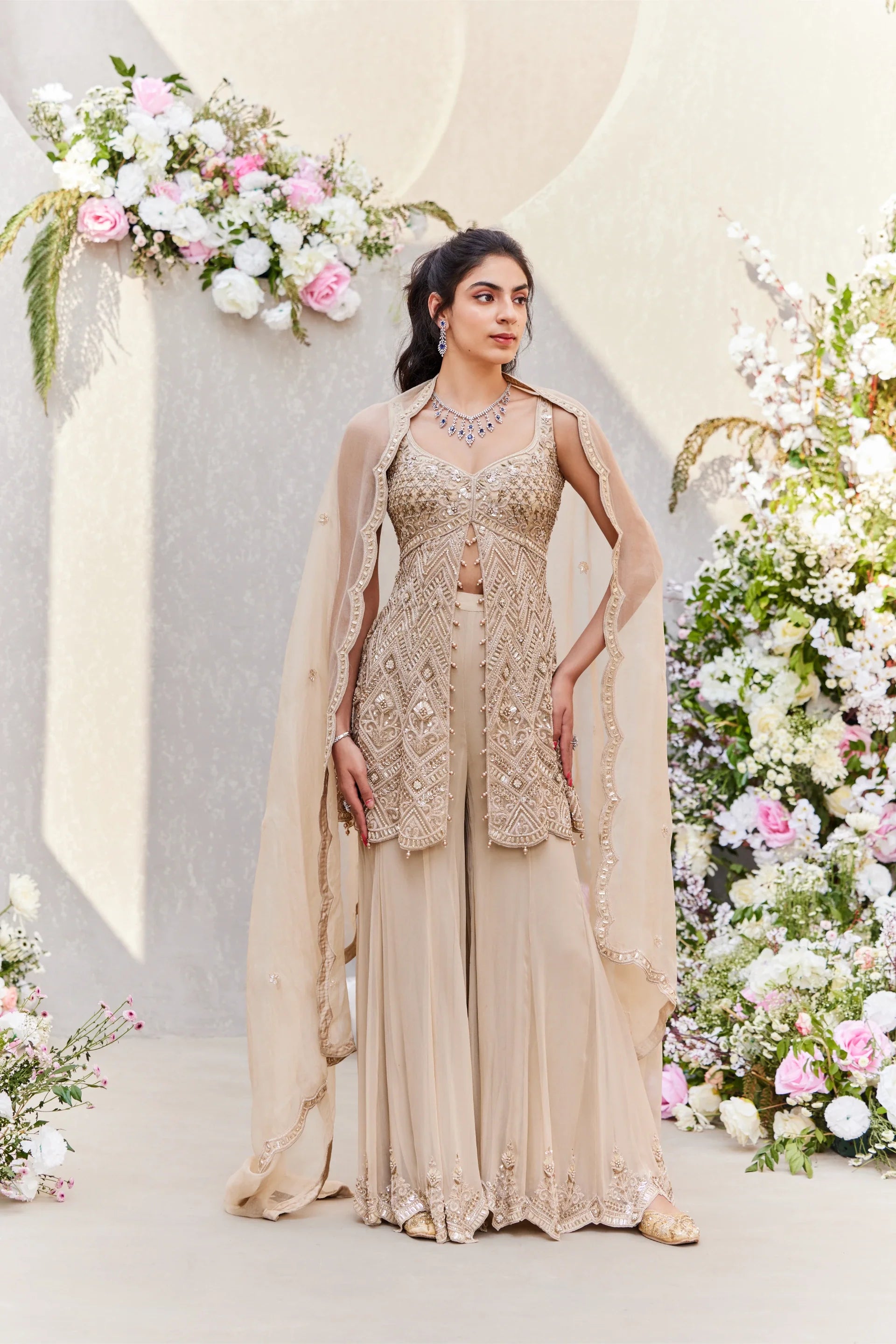 Peplum With Sharar And Dupatta - Saisha