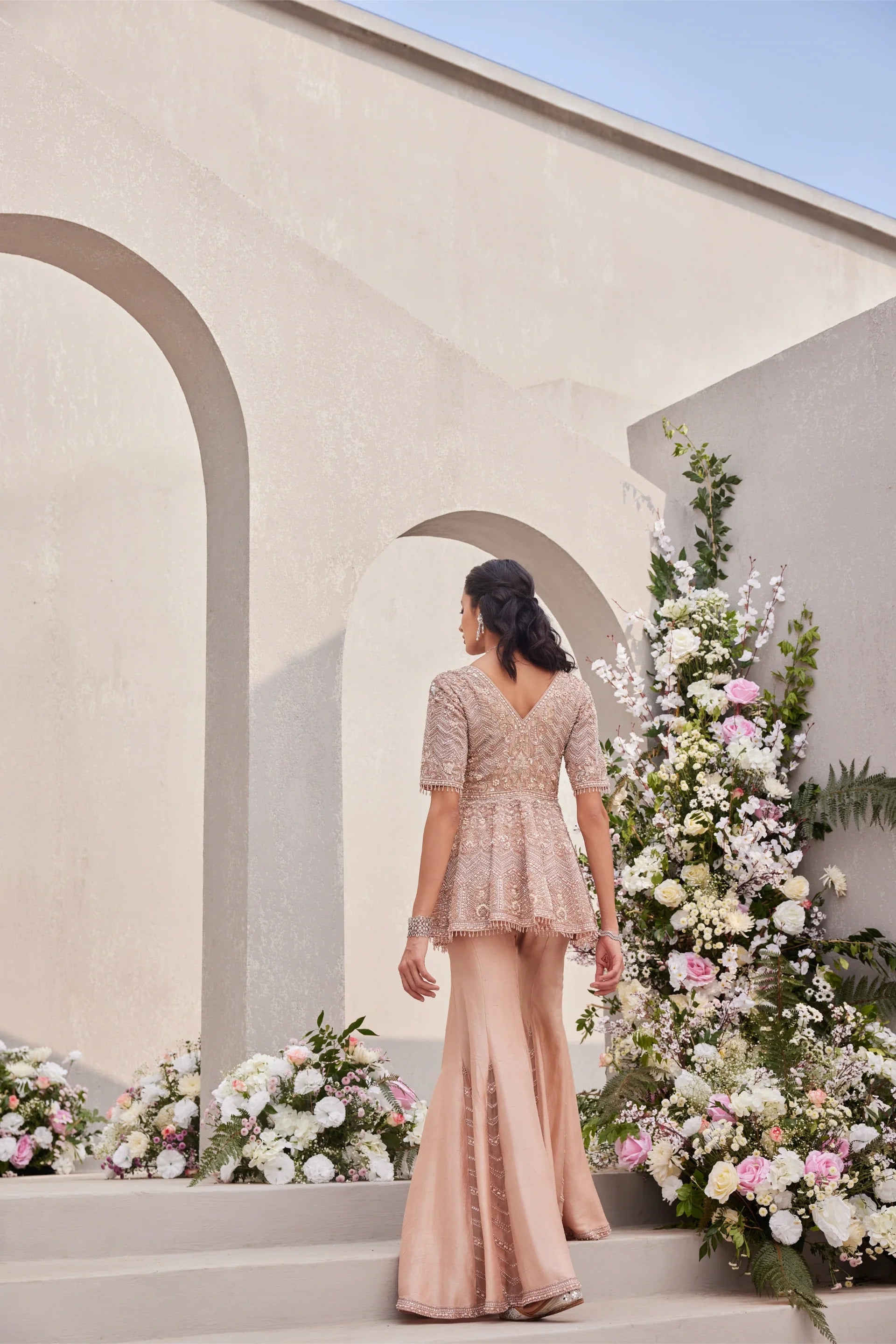 Peplum Top With Inverted Kali Sharara - Saisha