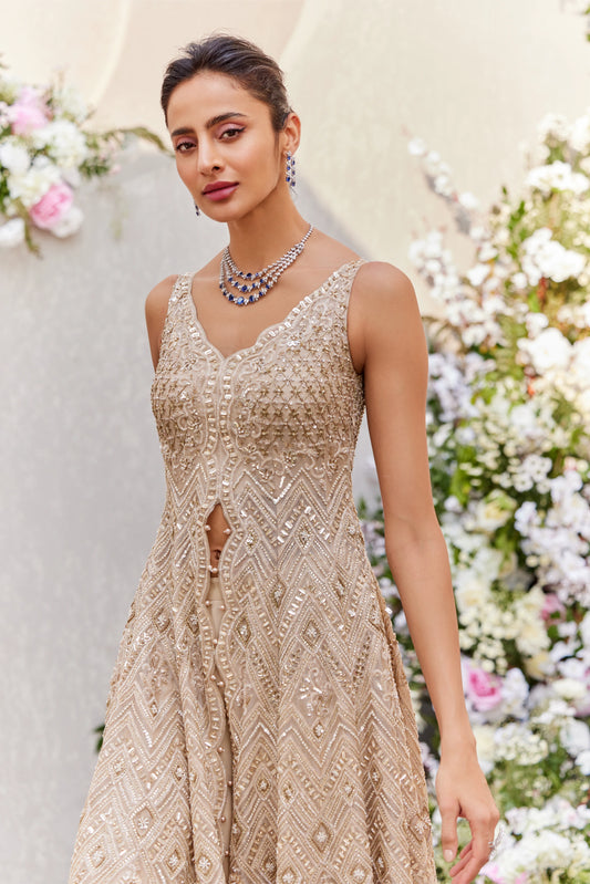 High Low Kurta And Sharara Set - Saisha