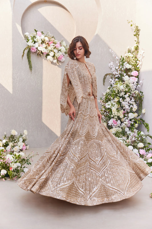Lehenga Blouse With Short Cape - Saisha