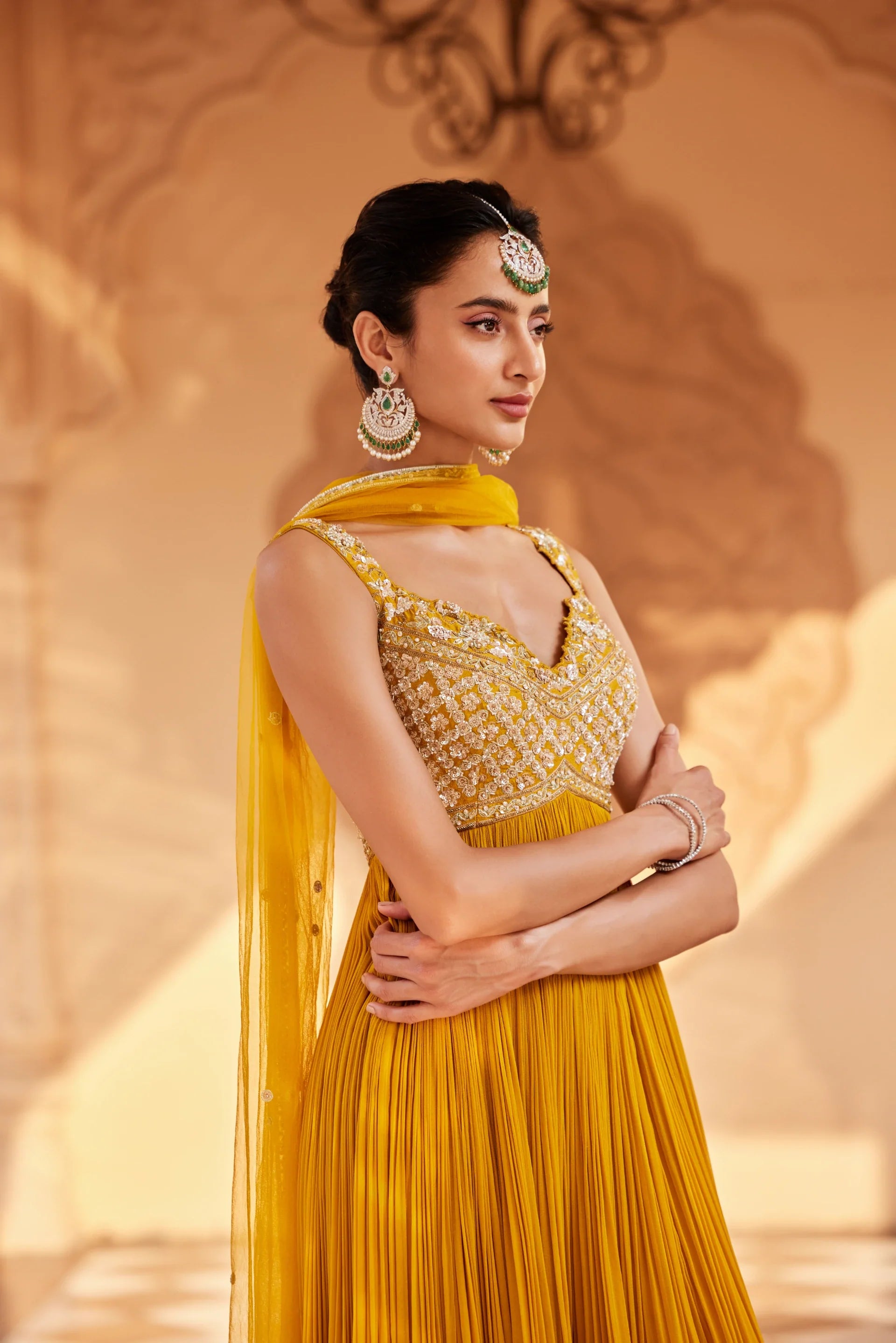 High Low Anarkali With Straight Pants - Saisha