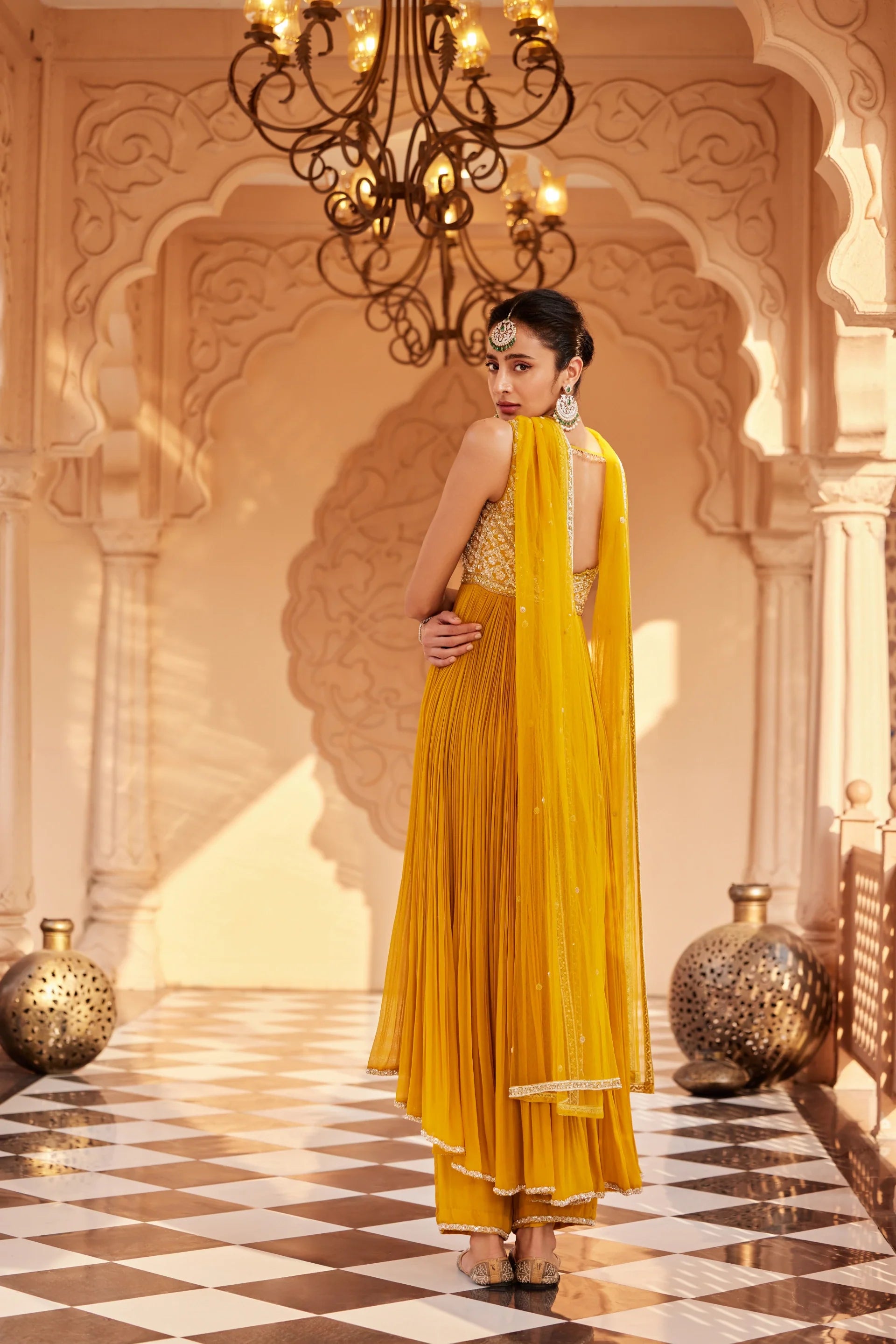 High Low Anarkali With Straight Pants - Saisha