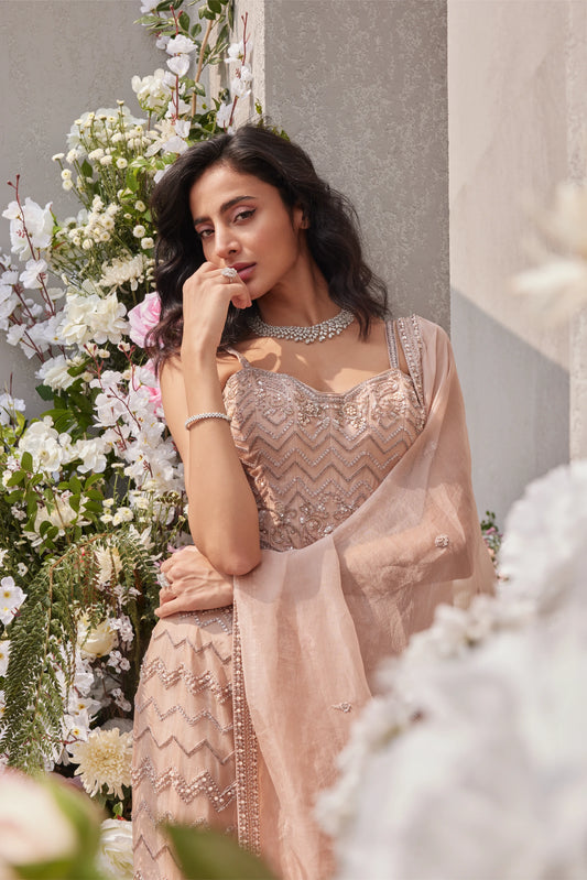 Corset With Fitted Sharara And Dupatta - Saisha