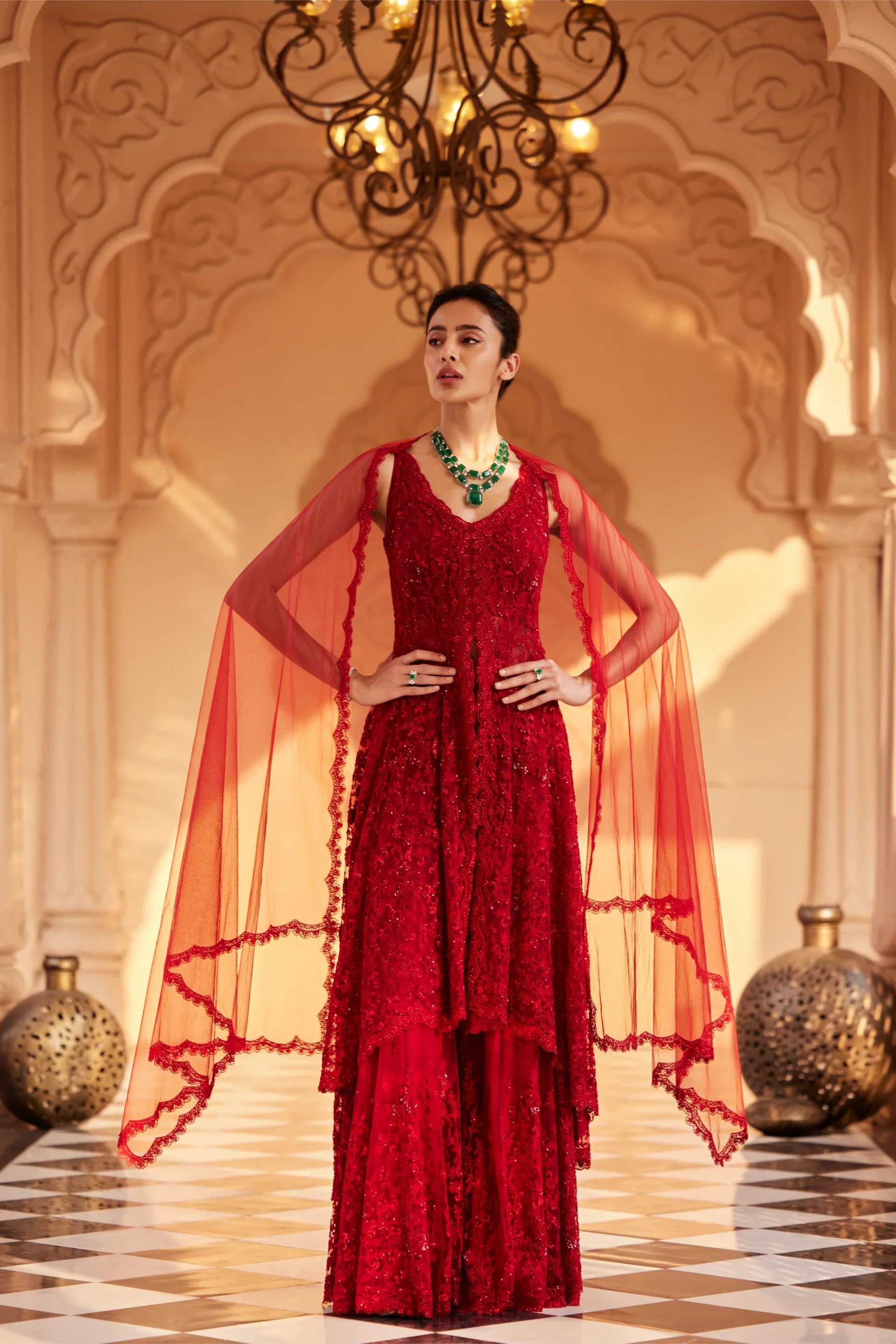 High Low Kurta And Sharara Set - Saisha