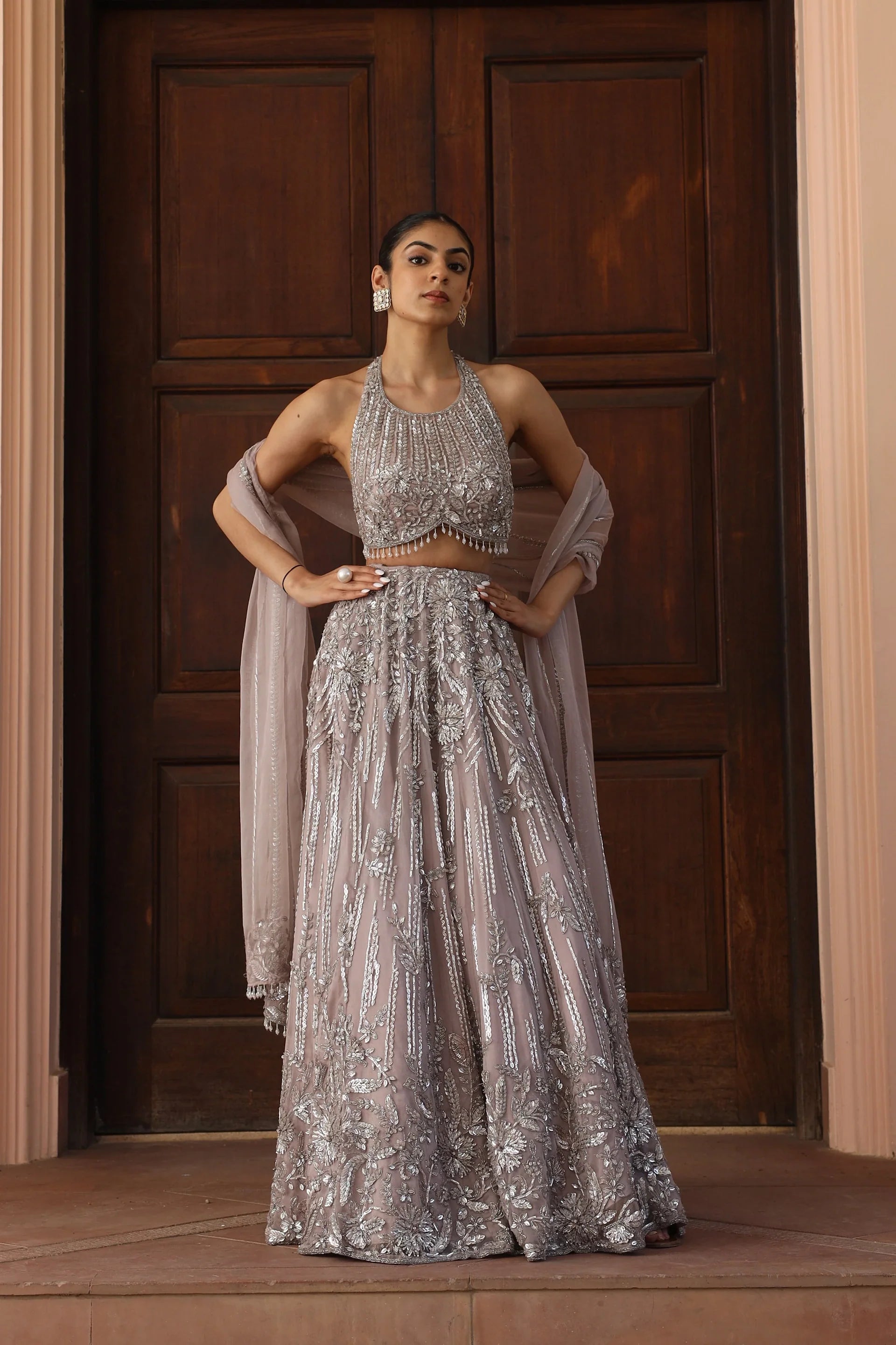 Lehenga with Halter Blouse - Saisha