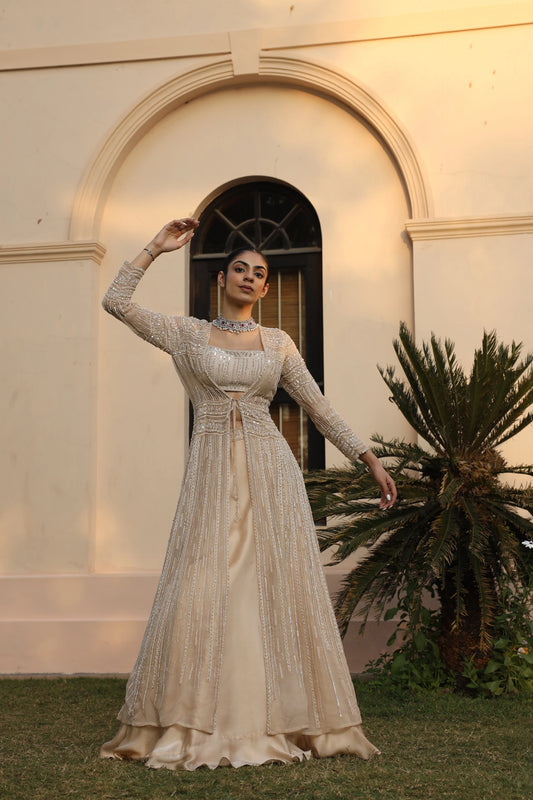 Long Jacket Lehenga Set - Saisha