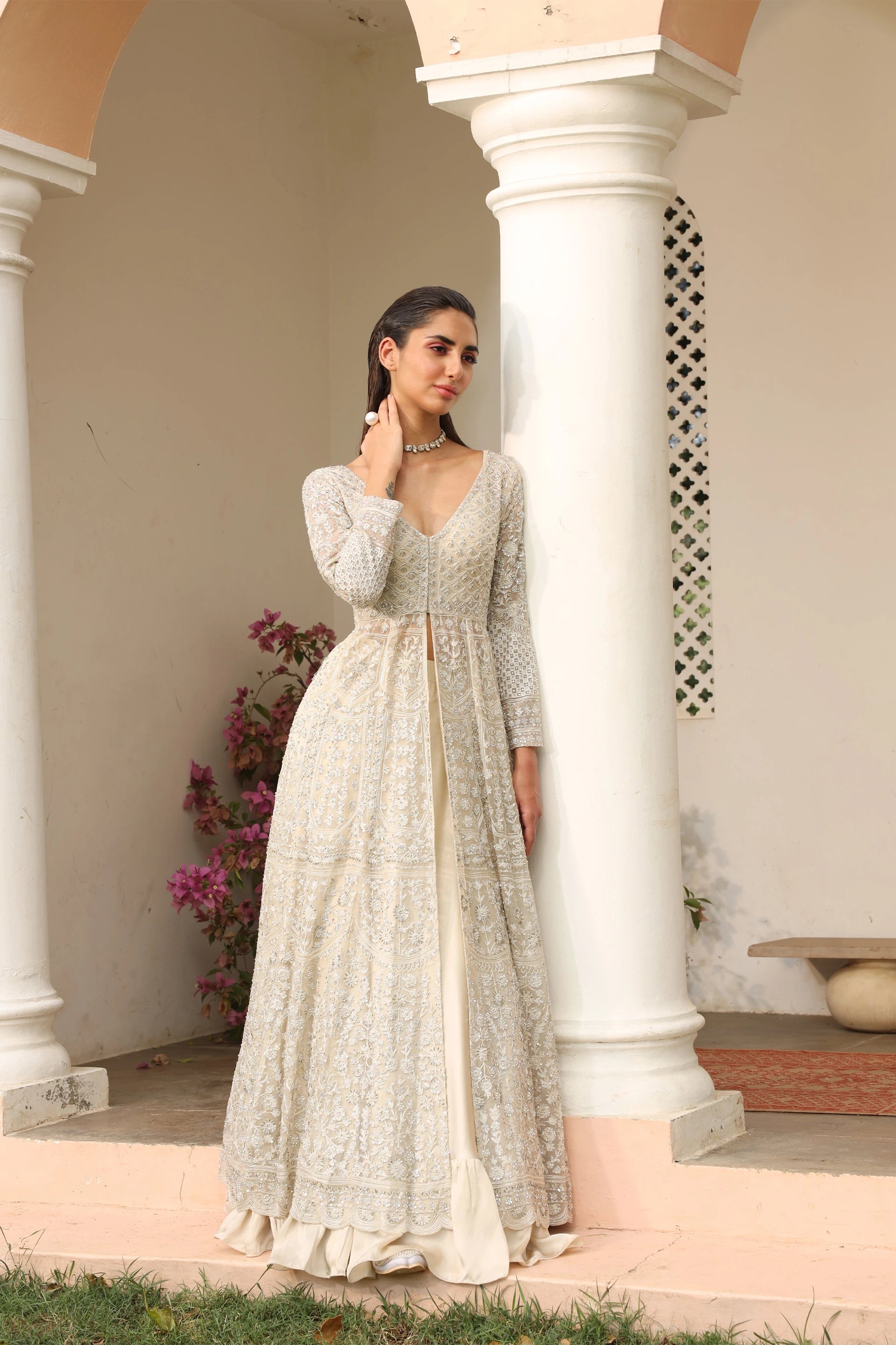 Dress with long jacket set outlet
