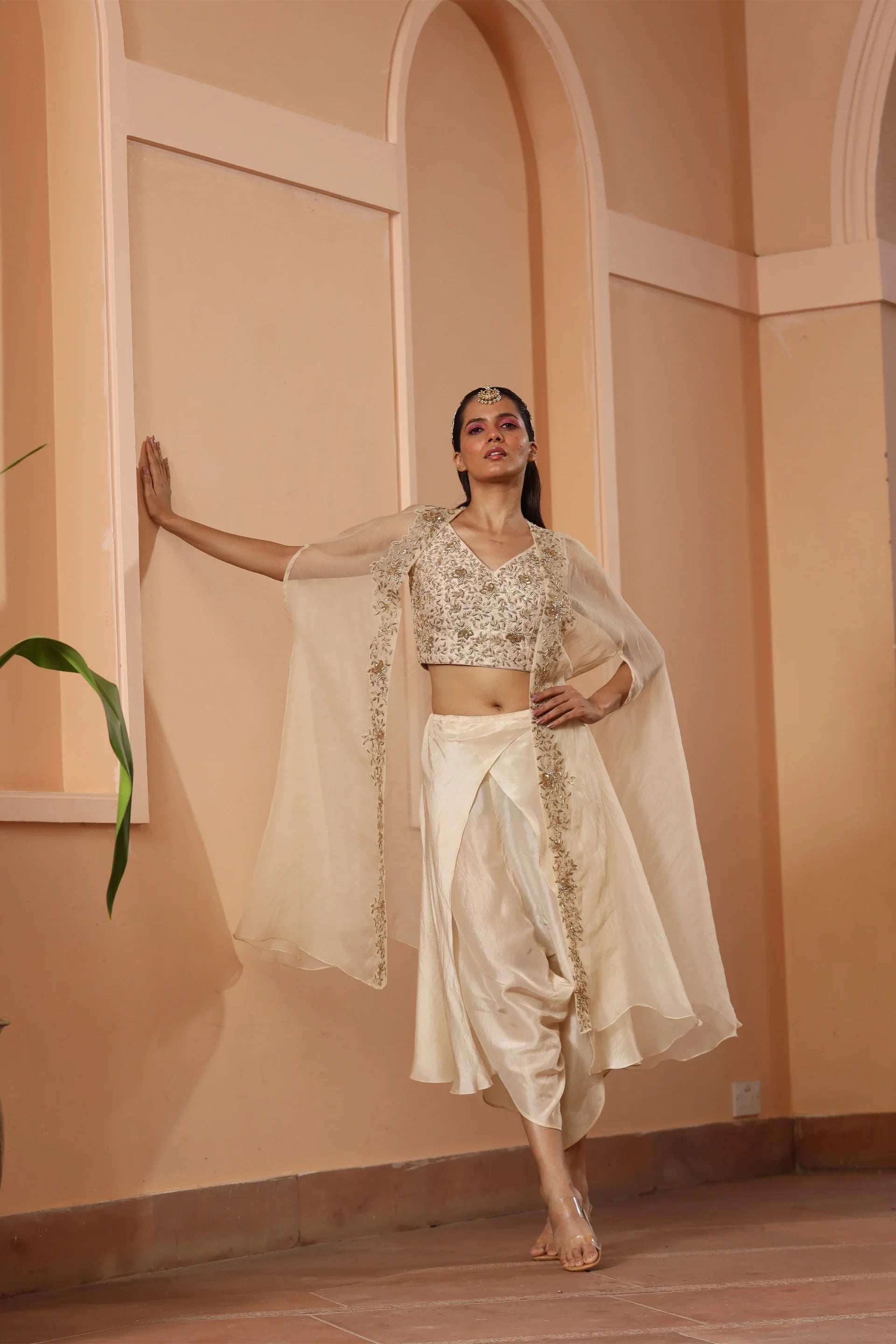 Cape with Blouse and Dhoti - Saisha