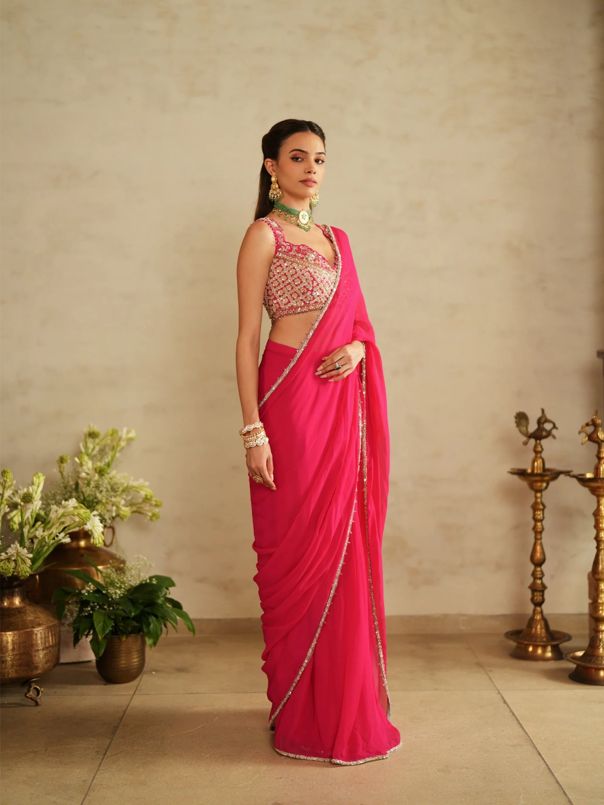 Draped Saree With Belt - Saisha