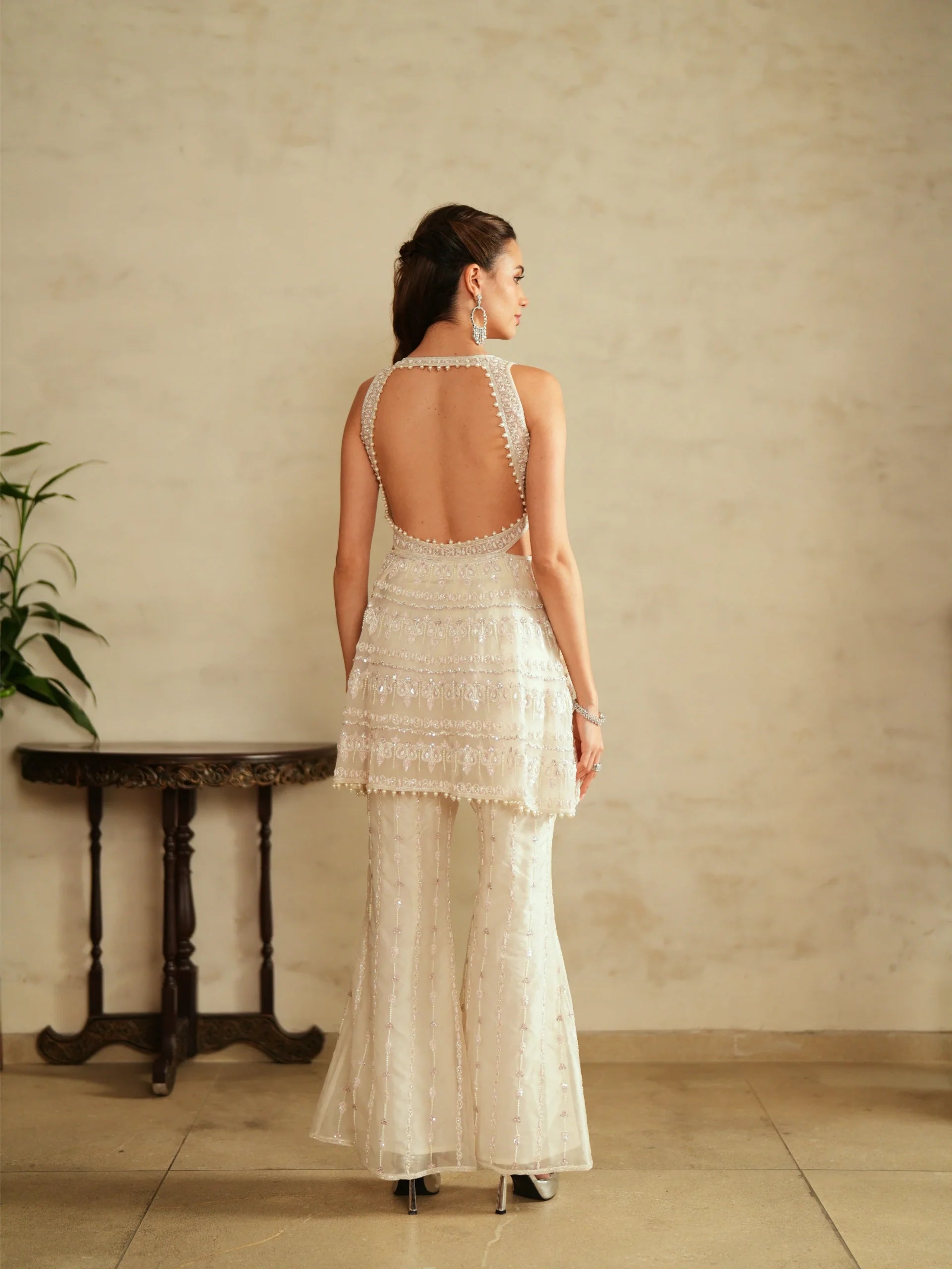 Halterneck Top And Bell Bottom Set - Saisha