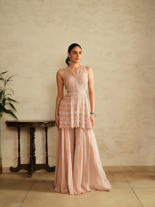 Halterneck Top And Sharara Set - Saisha