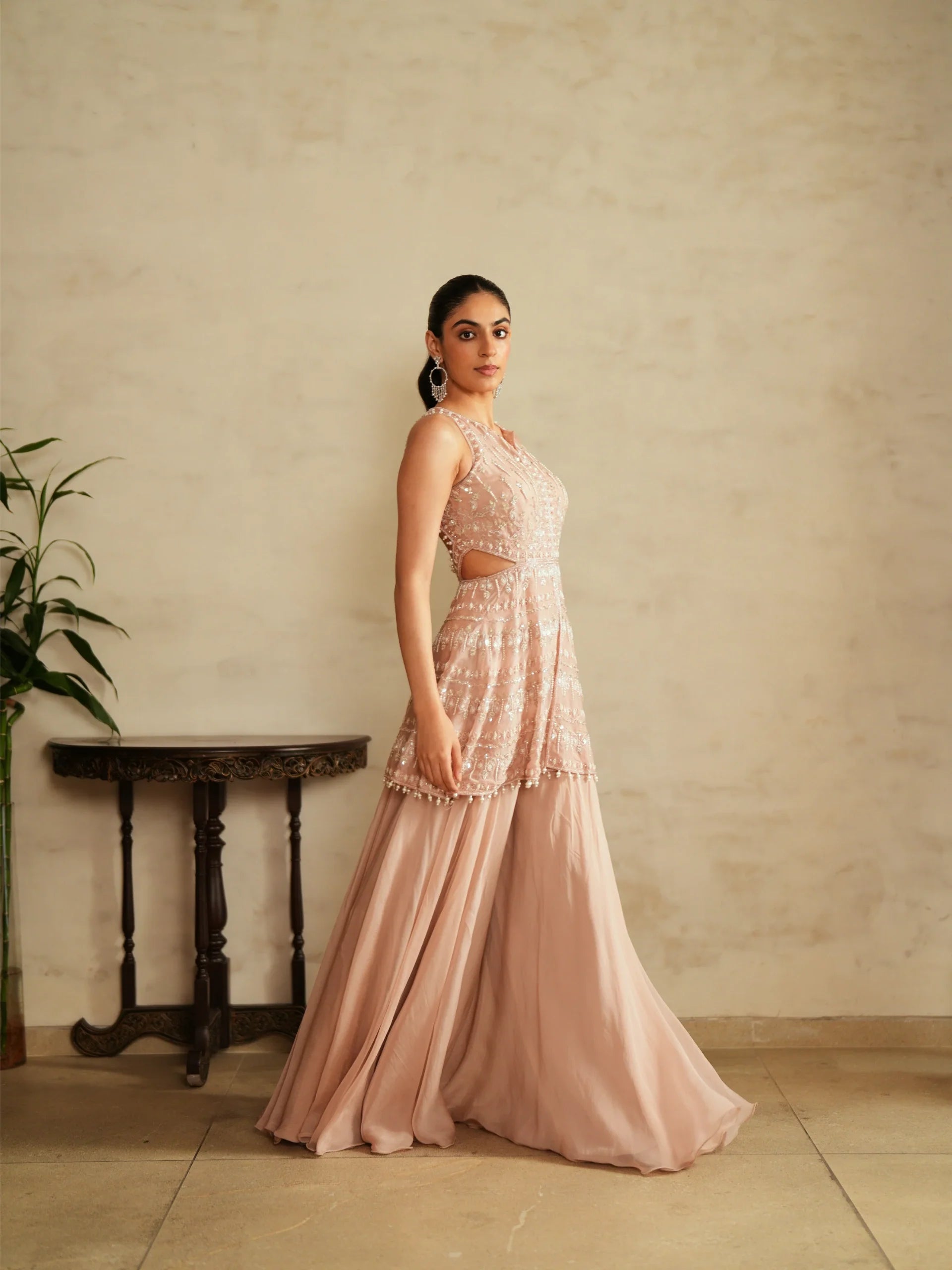 Halterneck Top And Sharara Set - Saisha