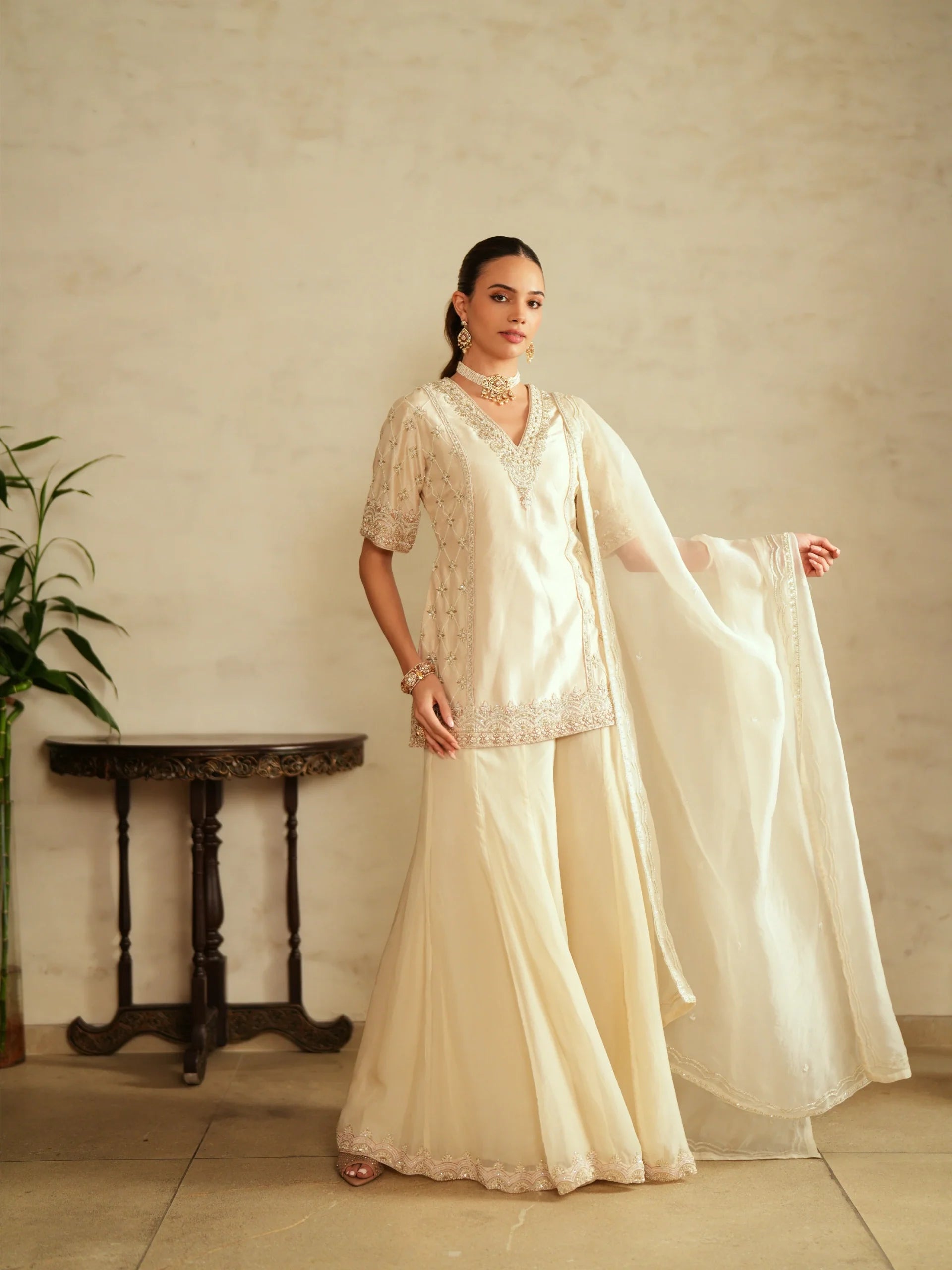 Shirt And Sharara With Dupatta - Saisha