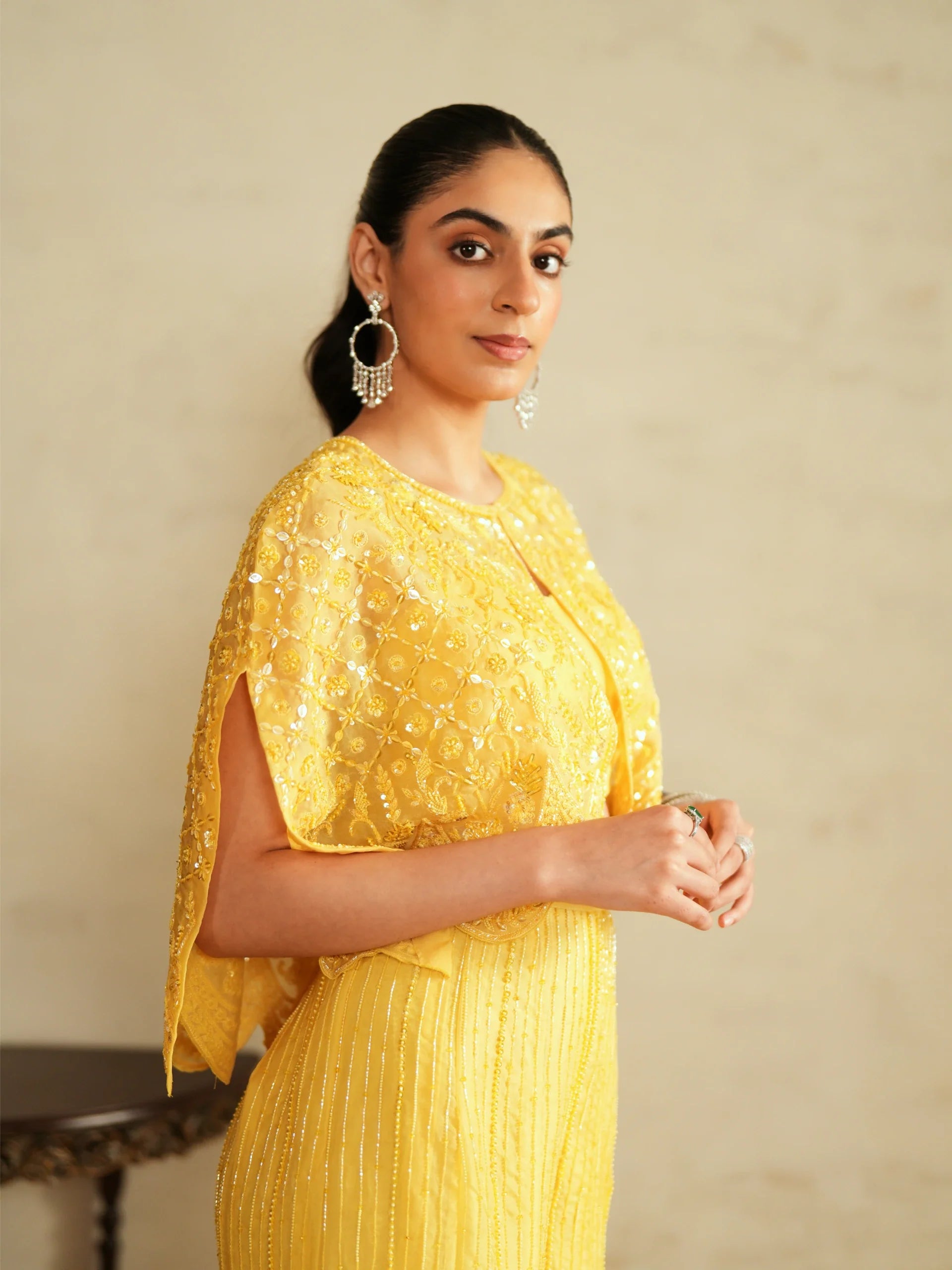 Cape Sharara And Bustier Set - Saisha