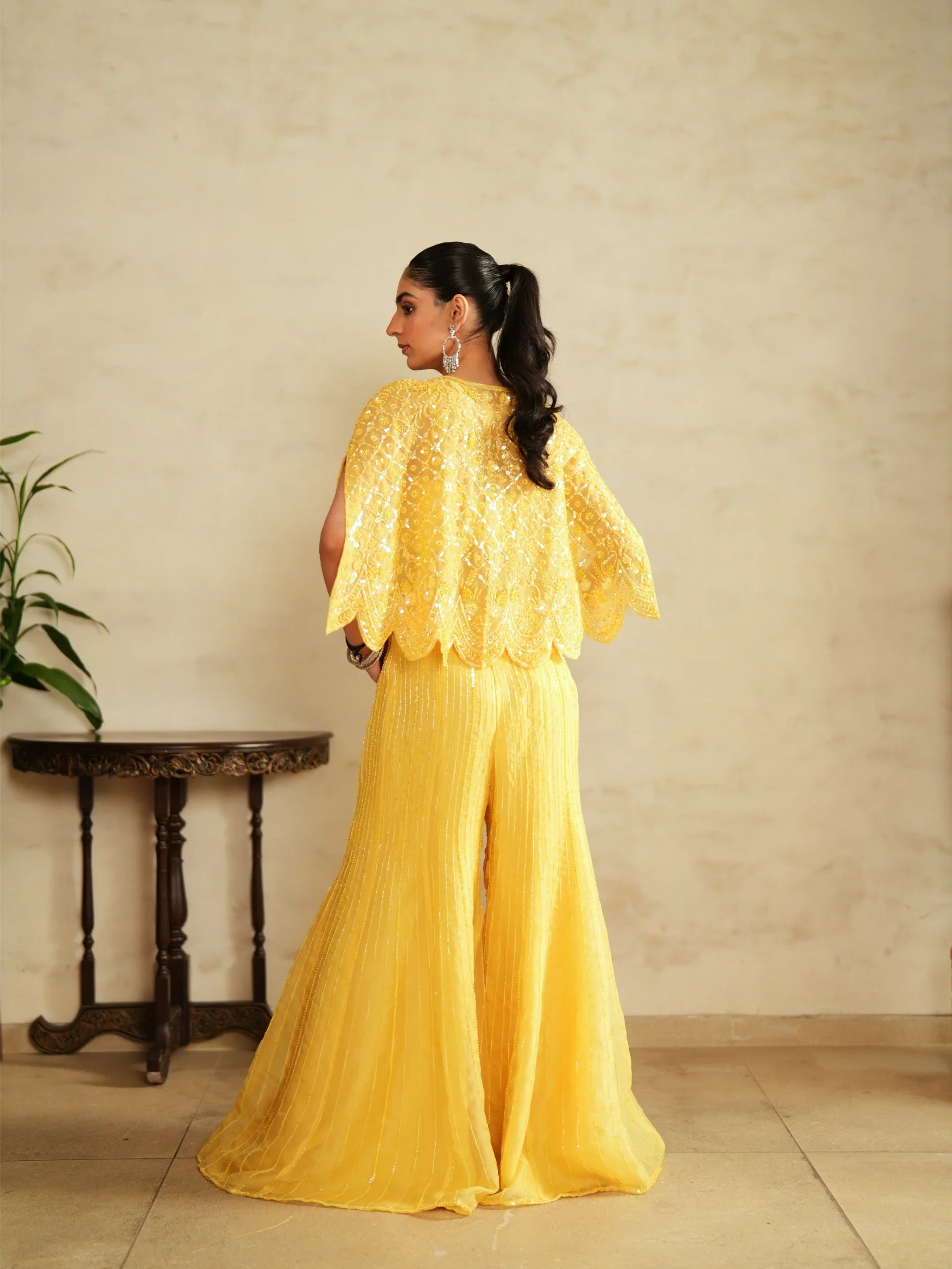 Cape Sharara And Bustier Set - Saisha