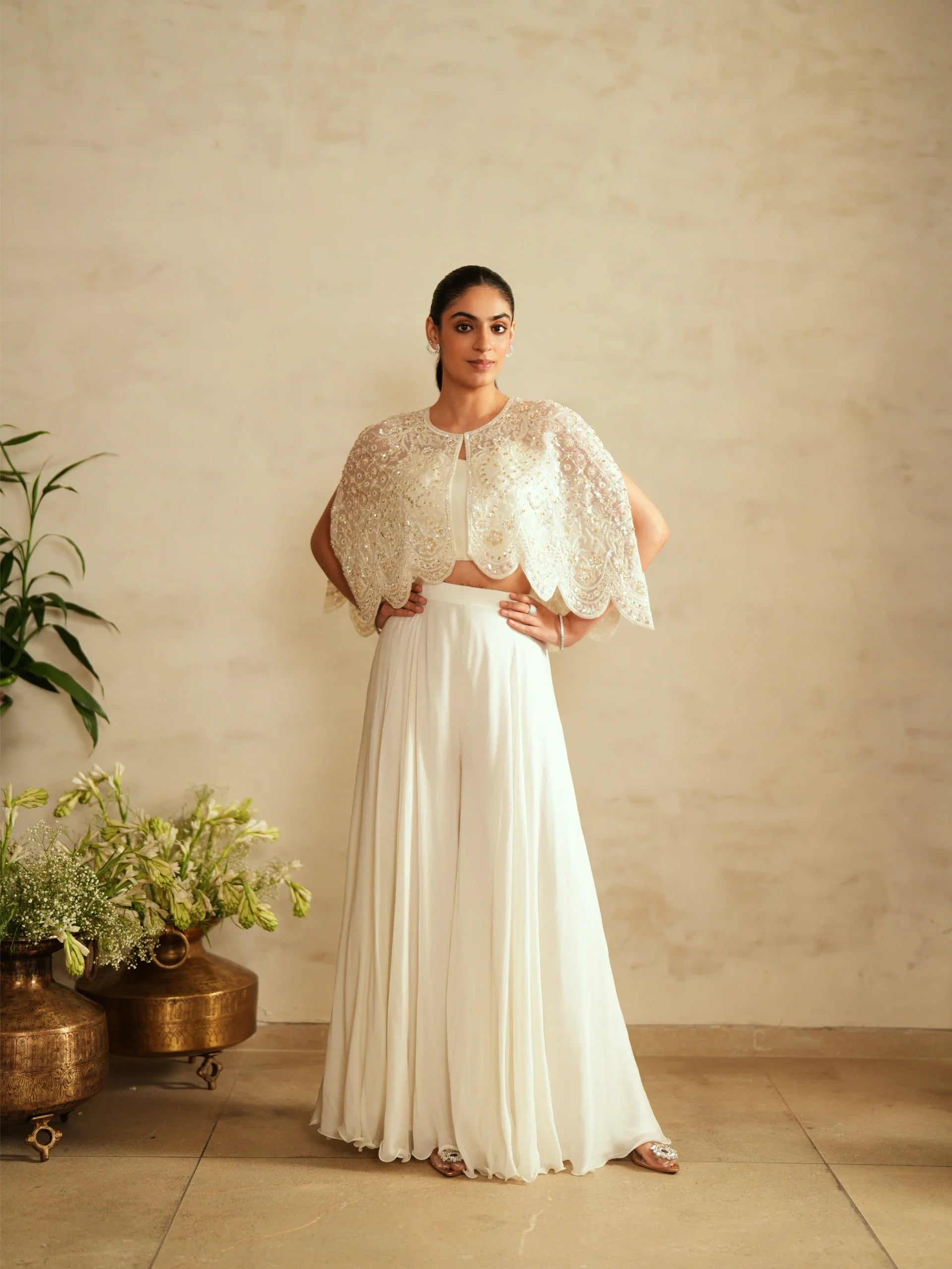 Cape Sharara And Bustier Set - Saisha