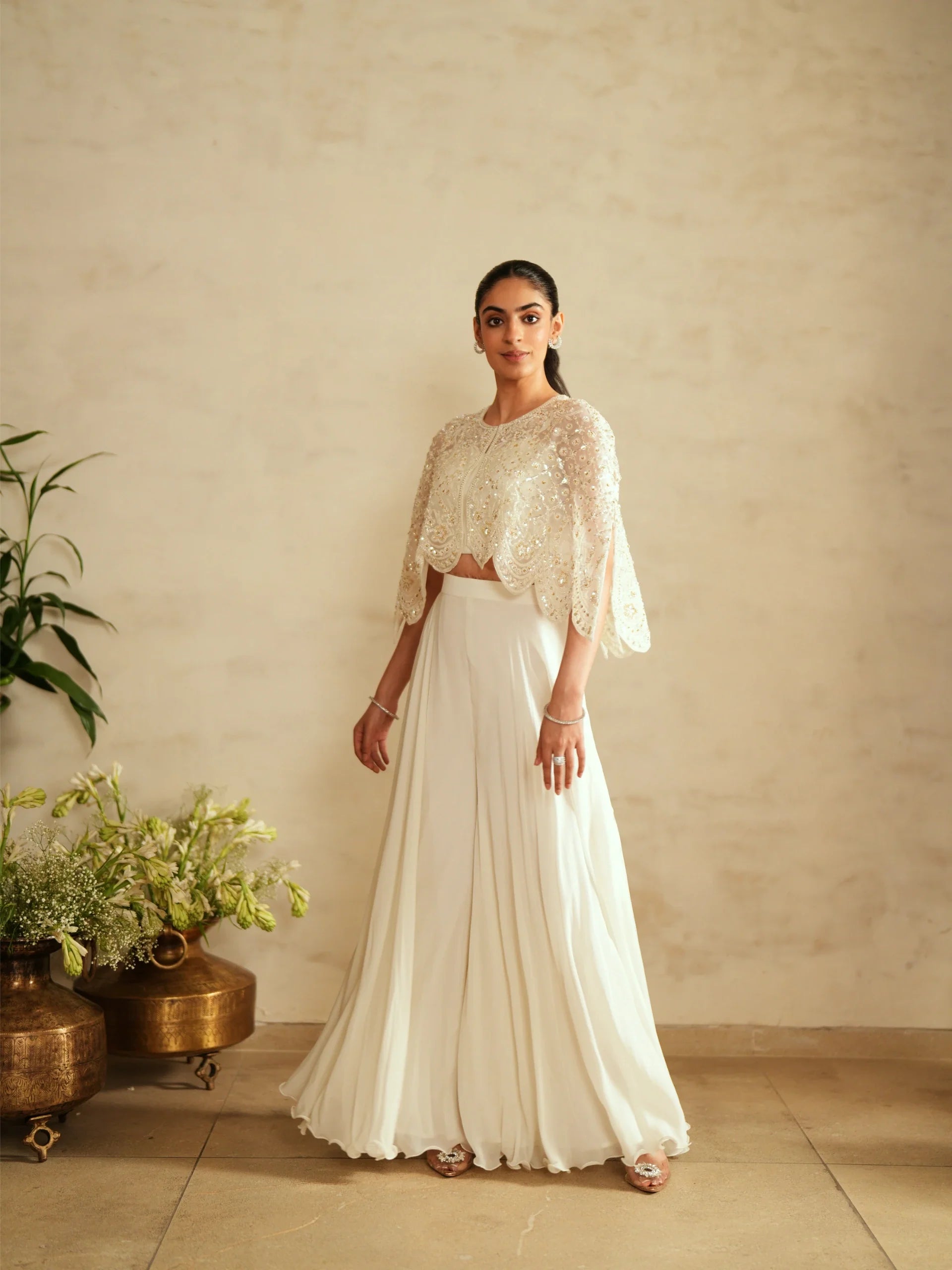 Cape Sharara And Bustier Set - Saisha