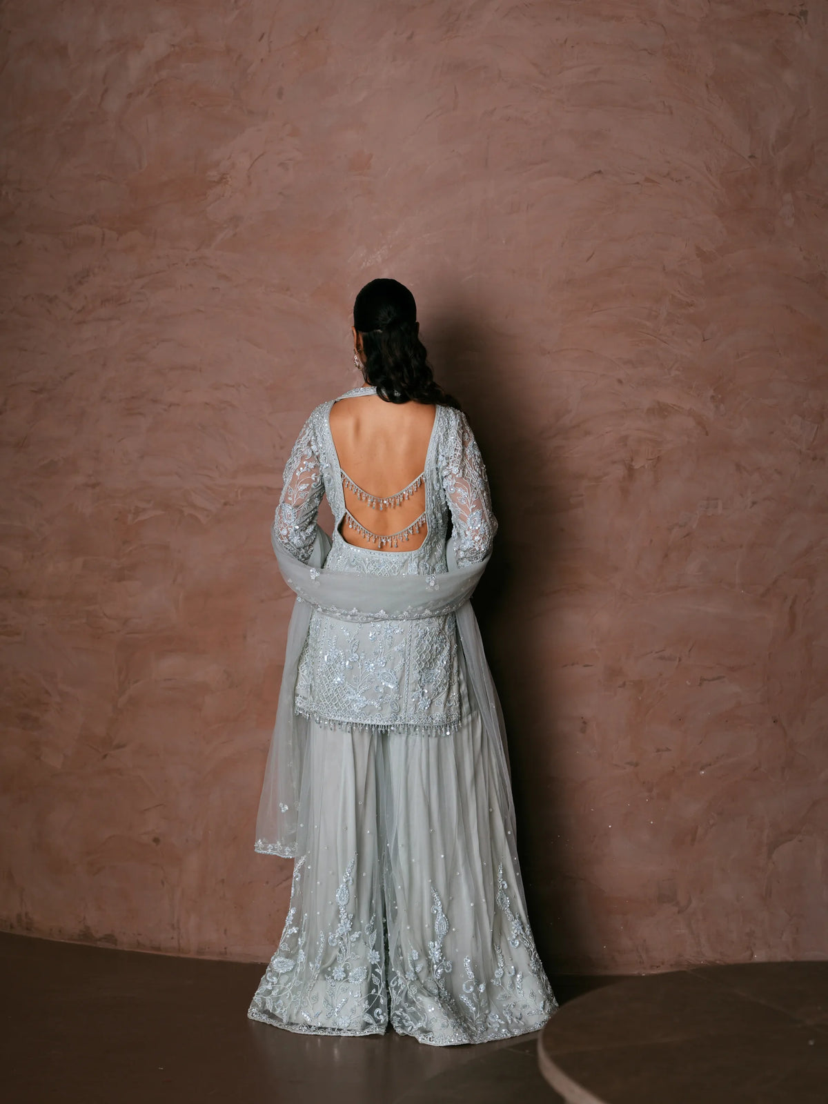 Embroidered Kurta With Sharara And Dupatta