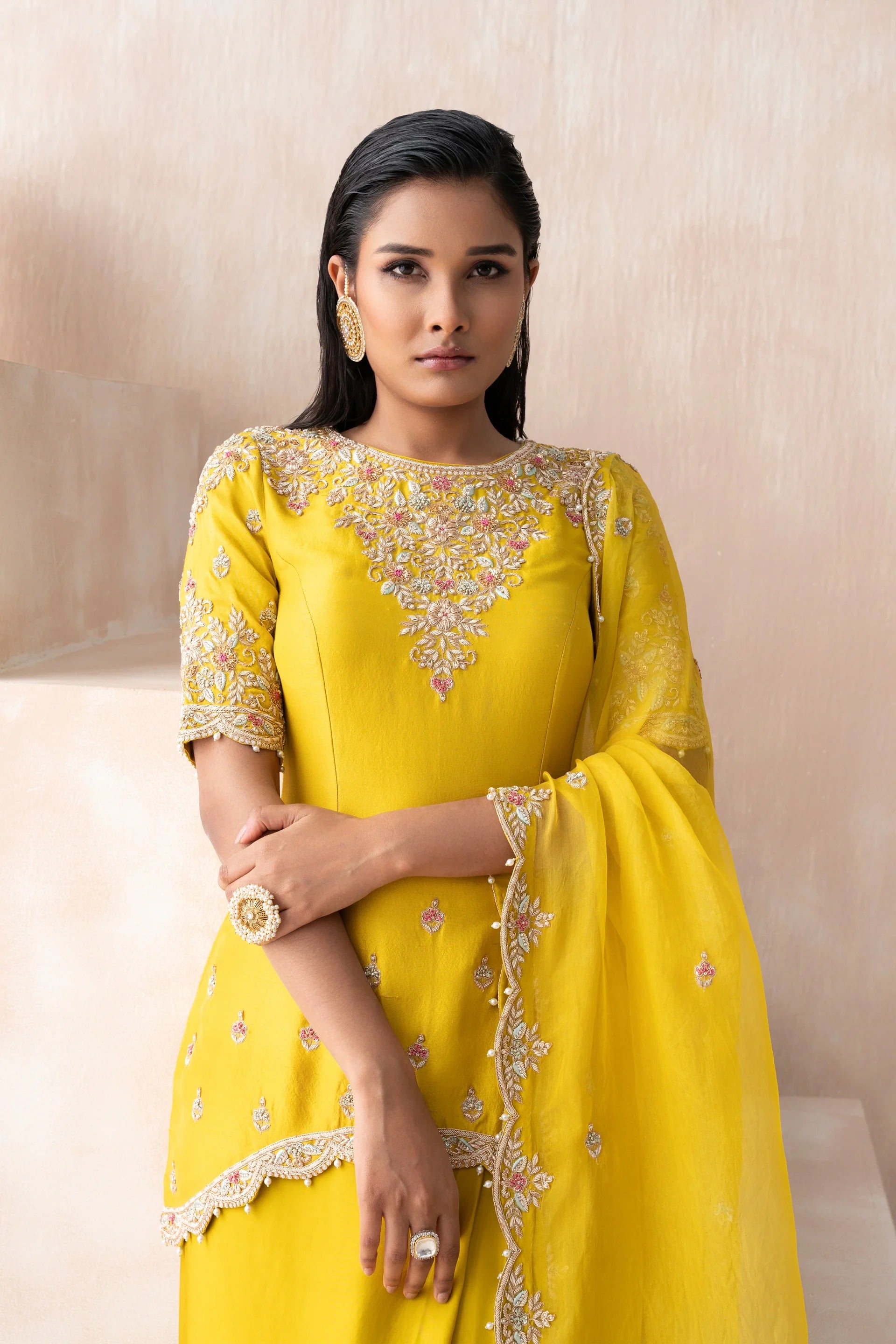 Princess Cut Shirt With Dhoti And Dupatta - Saisha