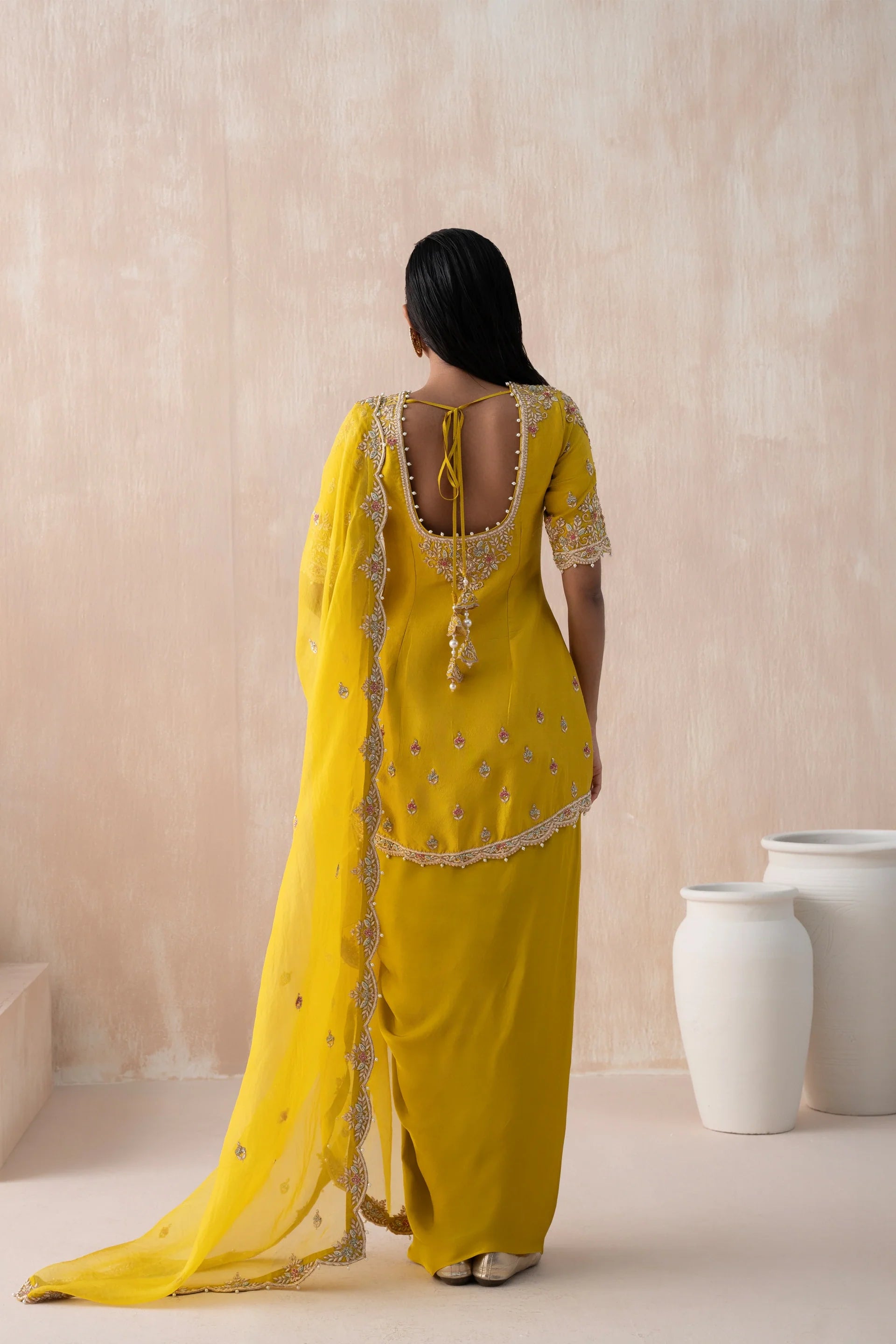 Princess Cut Shirt With Dhoti And Dupatta - Saisha