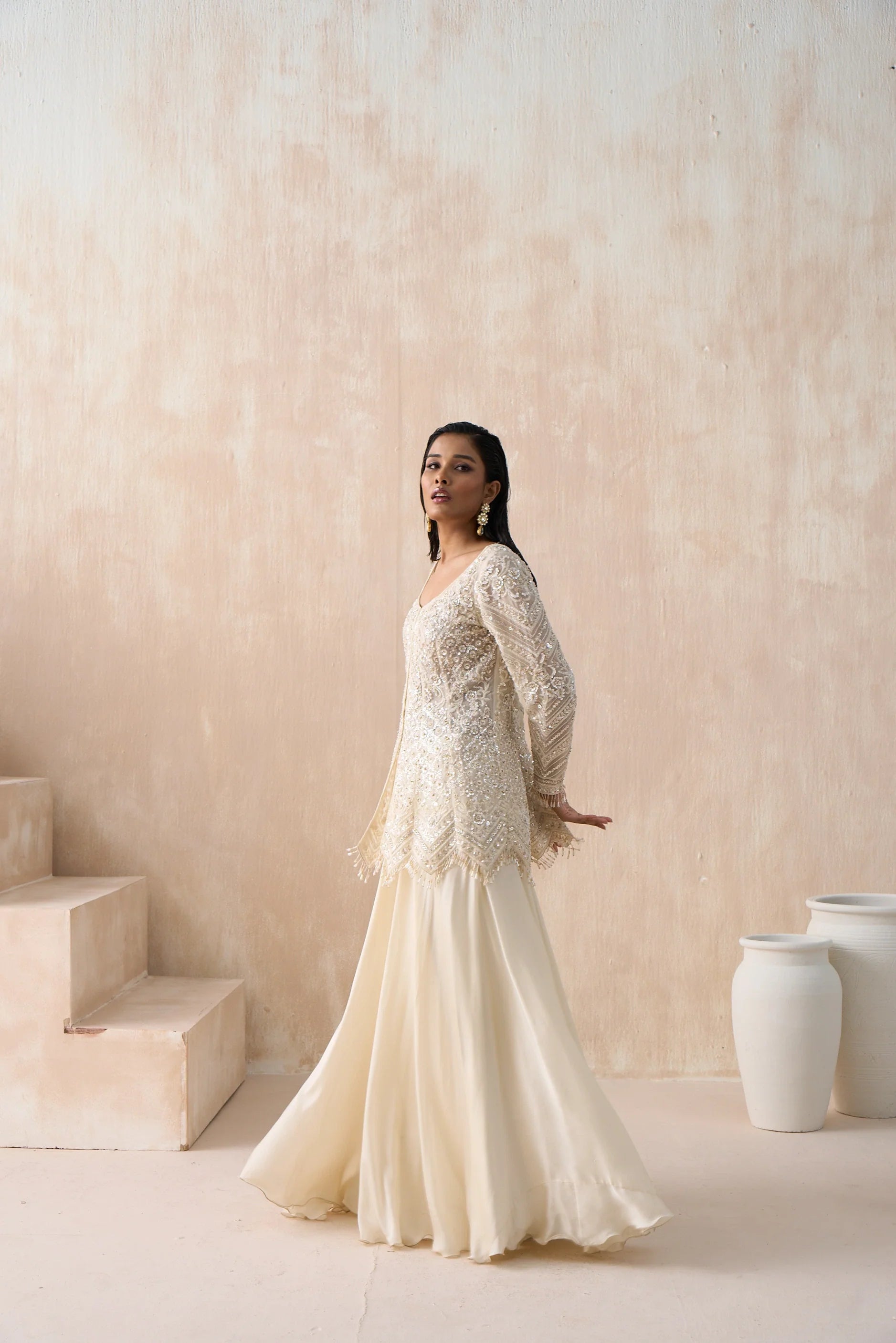 Peplum Top With Sharara - Saisha