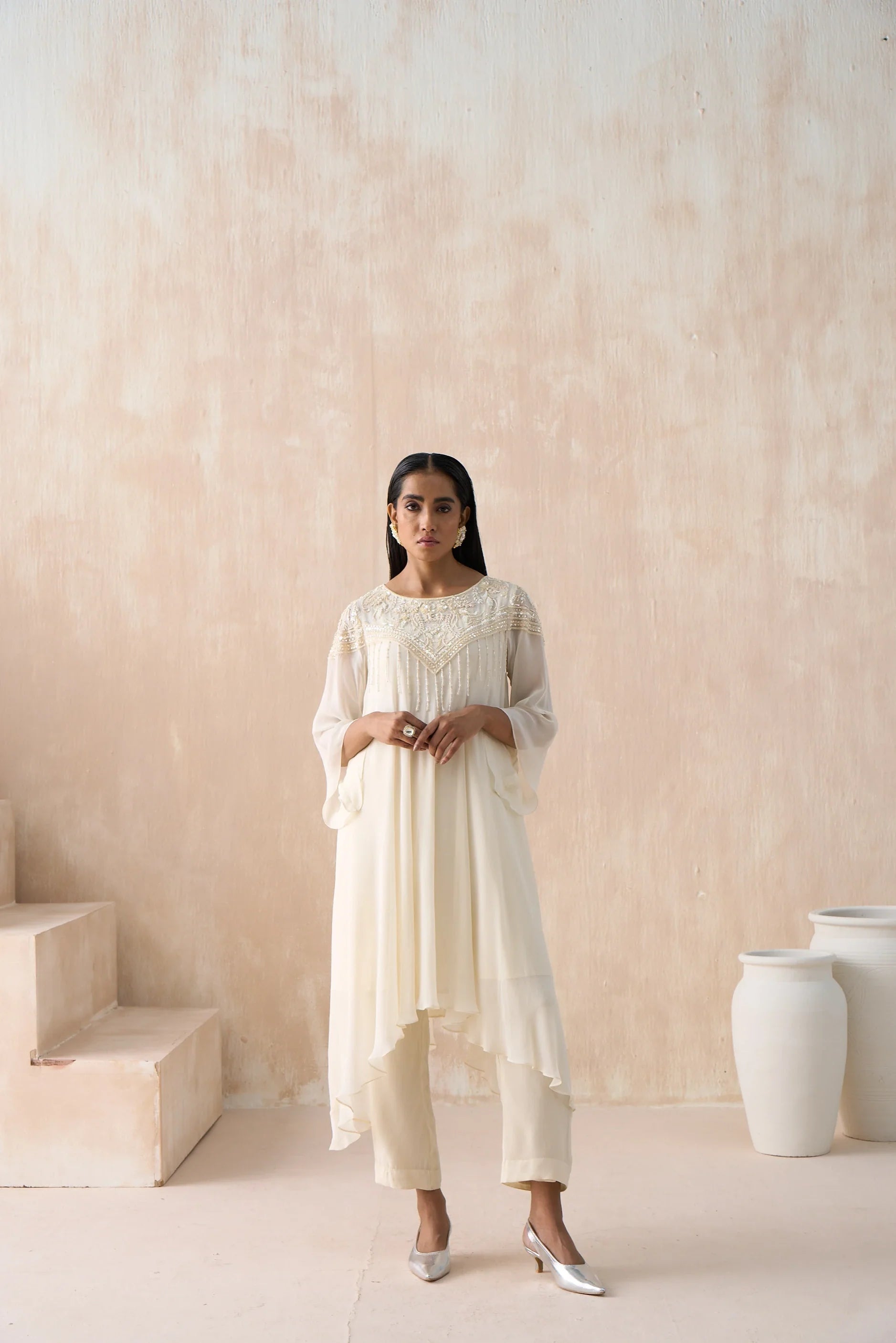 Kaftan Shirt with Straight Pants - Saisha