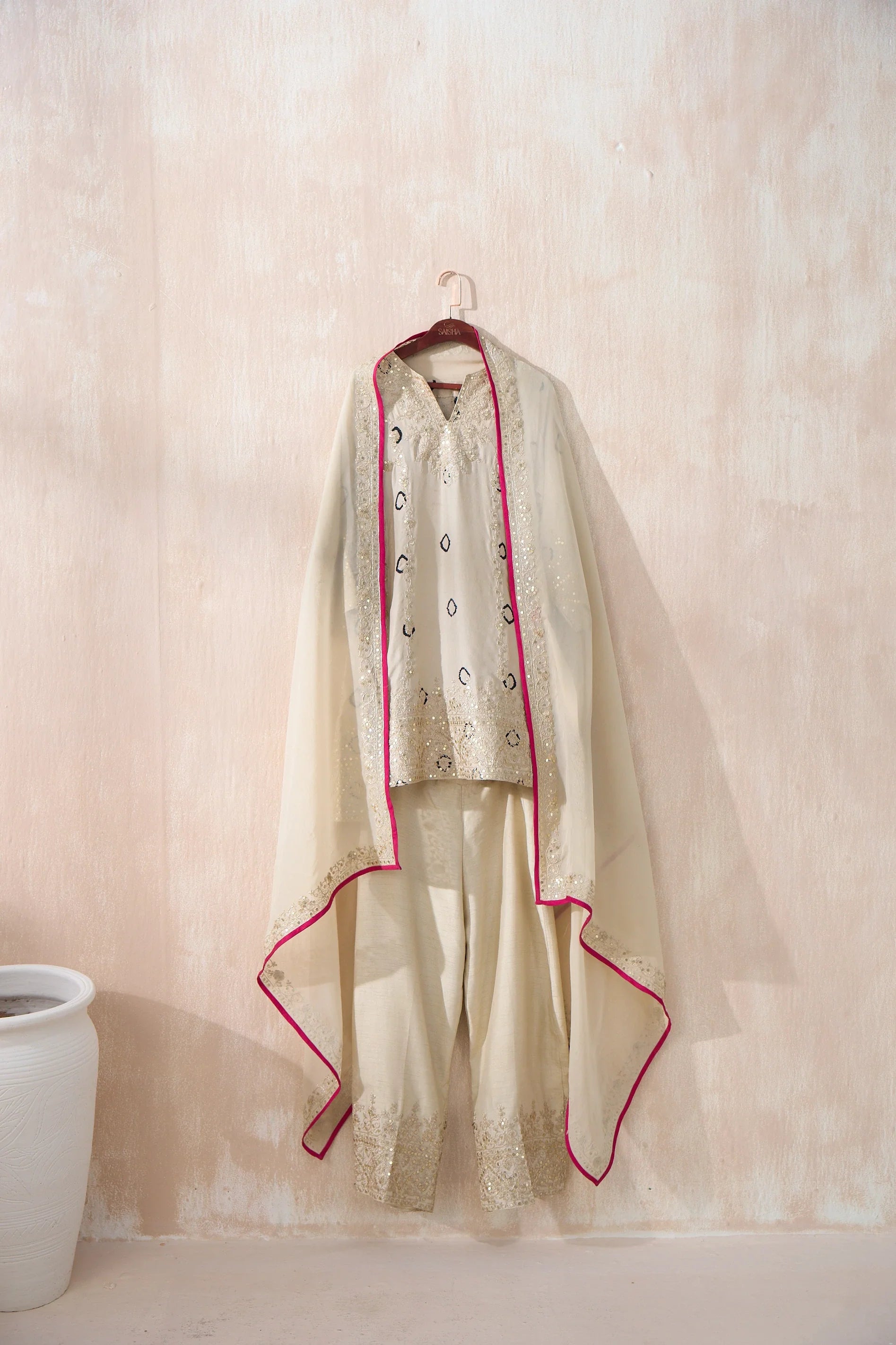 Tie And Dye Shirt With Dupatta And Plazoo - Saisha