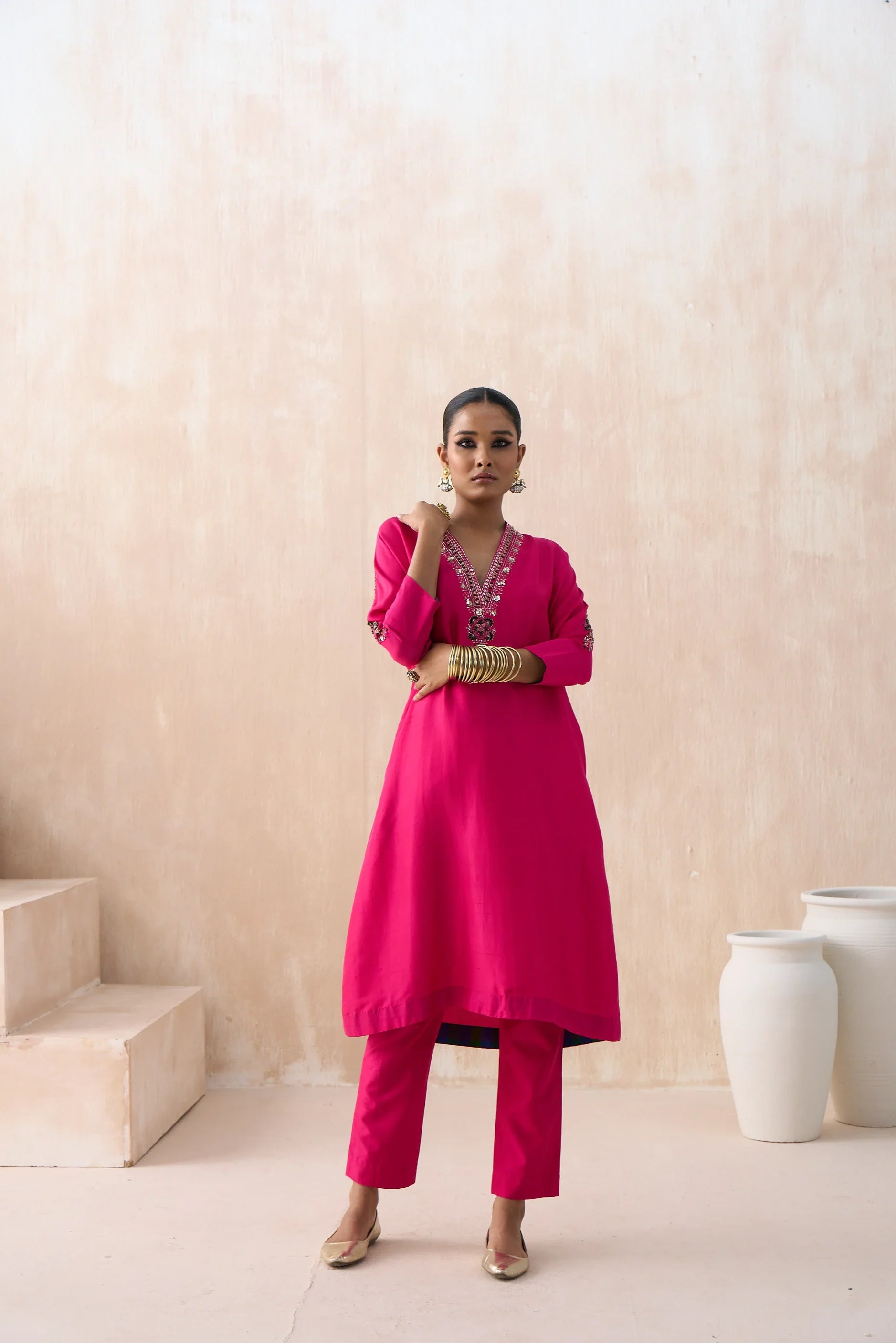 Kaftan Shirt with Straight Pants - Saisha