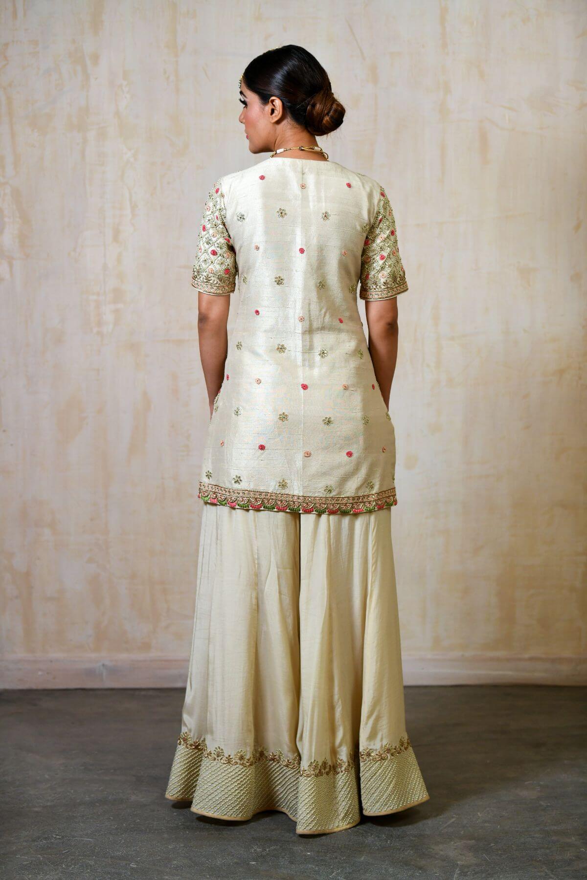 Silk Dori Work Sharara Shirt - Saisha