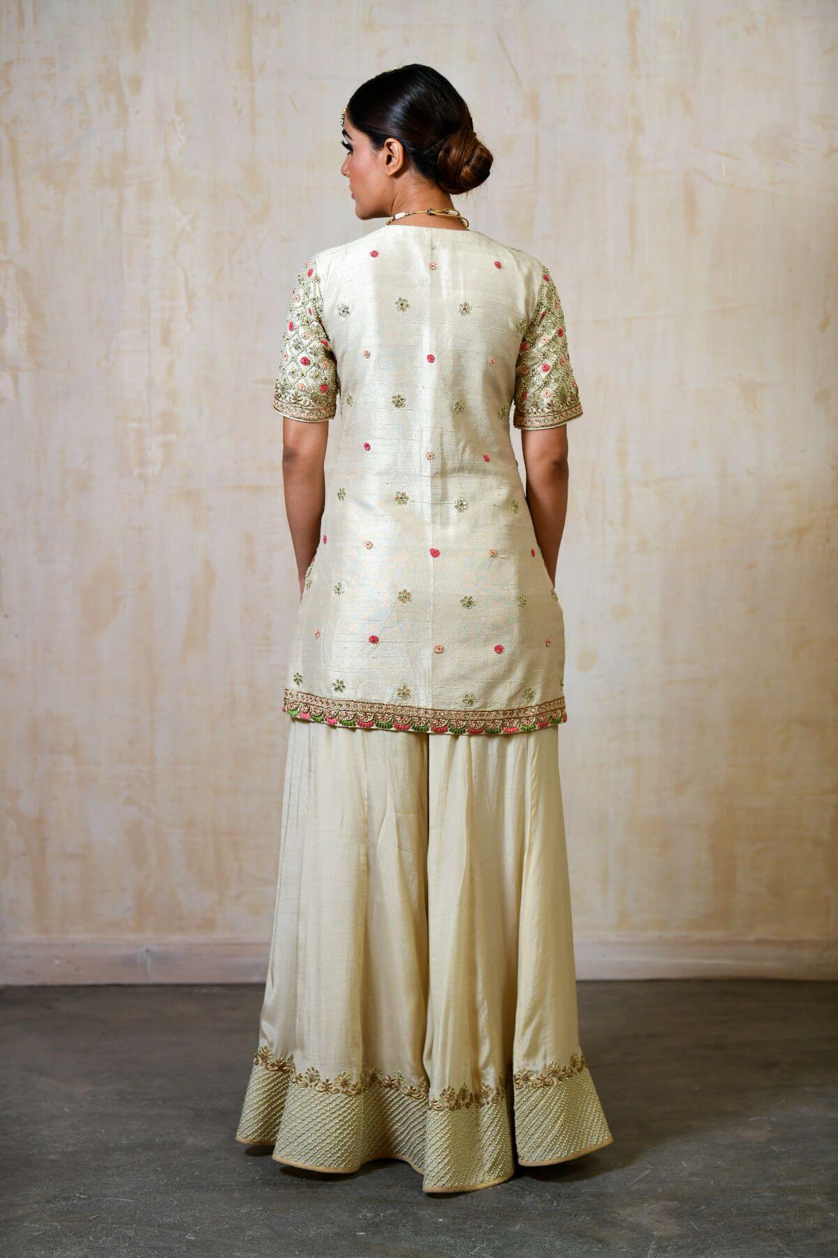 Silk Dori Work Sharara Shirt - Saisha