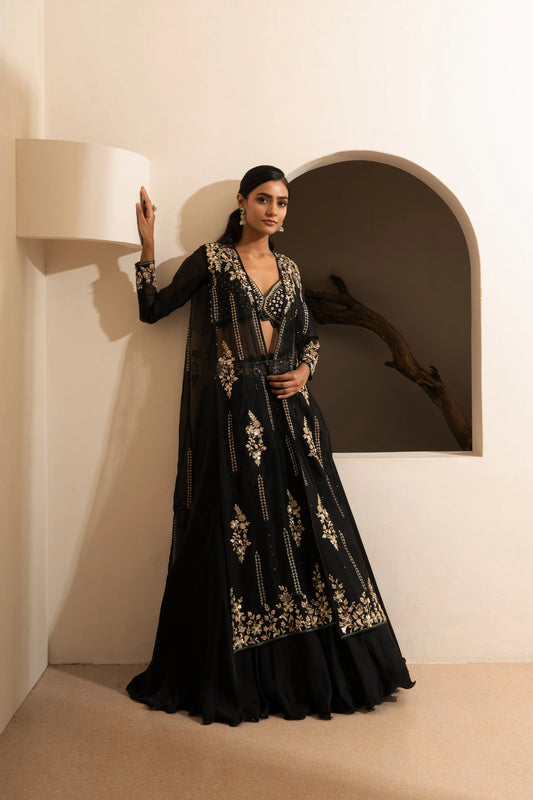 Organza Cape Lehenga Set - Saisha