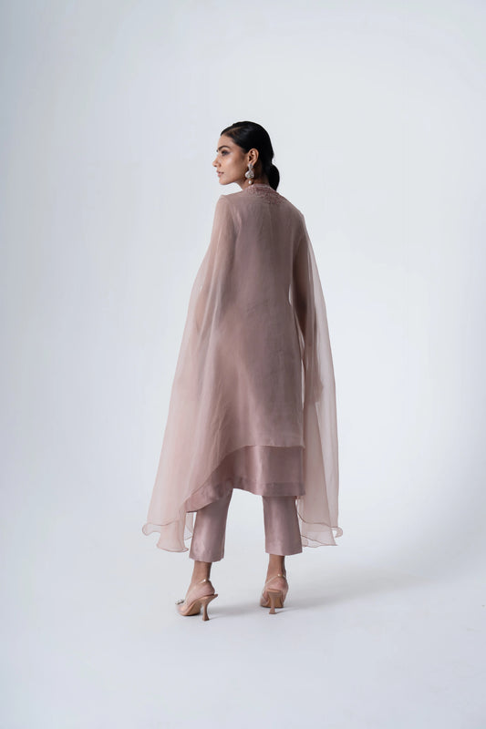 Organza Cape with A Line Top & Trousers - Saisha