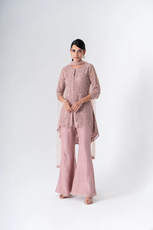 High Low Shirt with Bell Bottom Trouser - Saisha