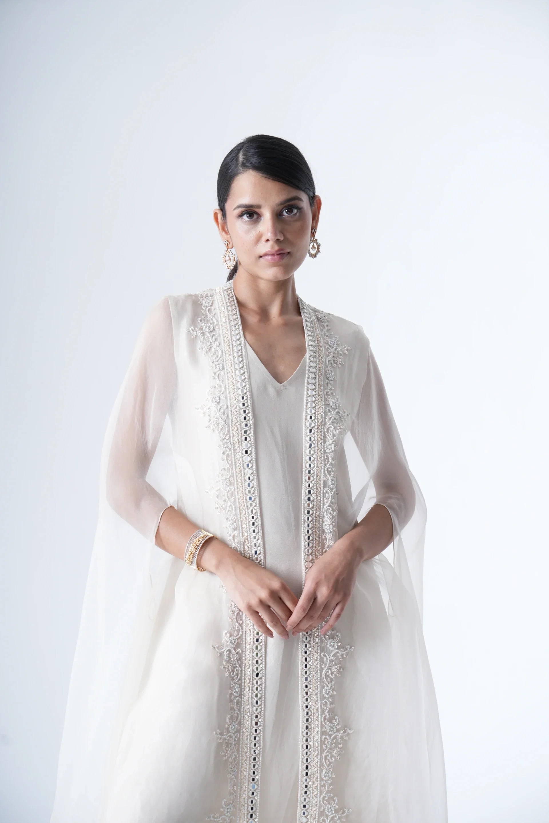 Organza Cape with A Line Top & Trousers - Saisha