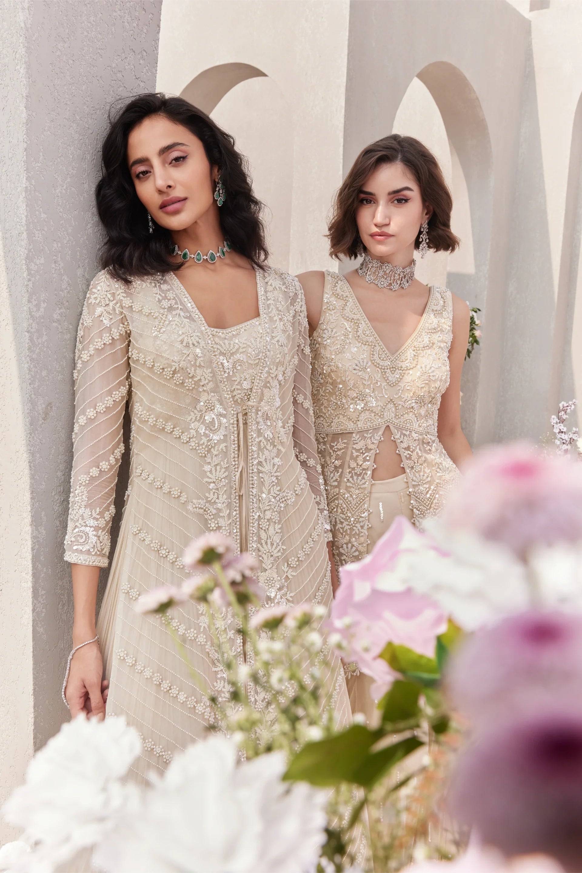 Pearl Jacket With Gown - Saisha