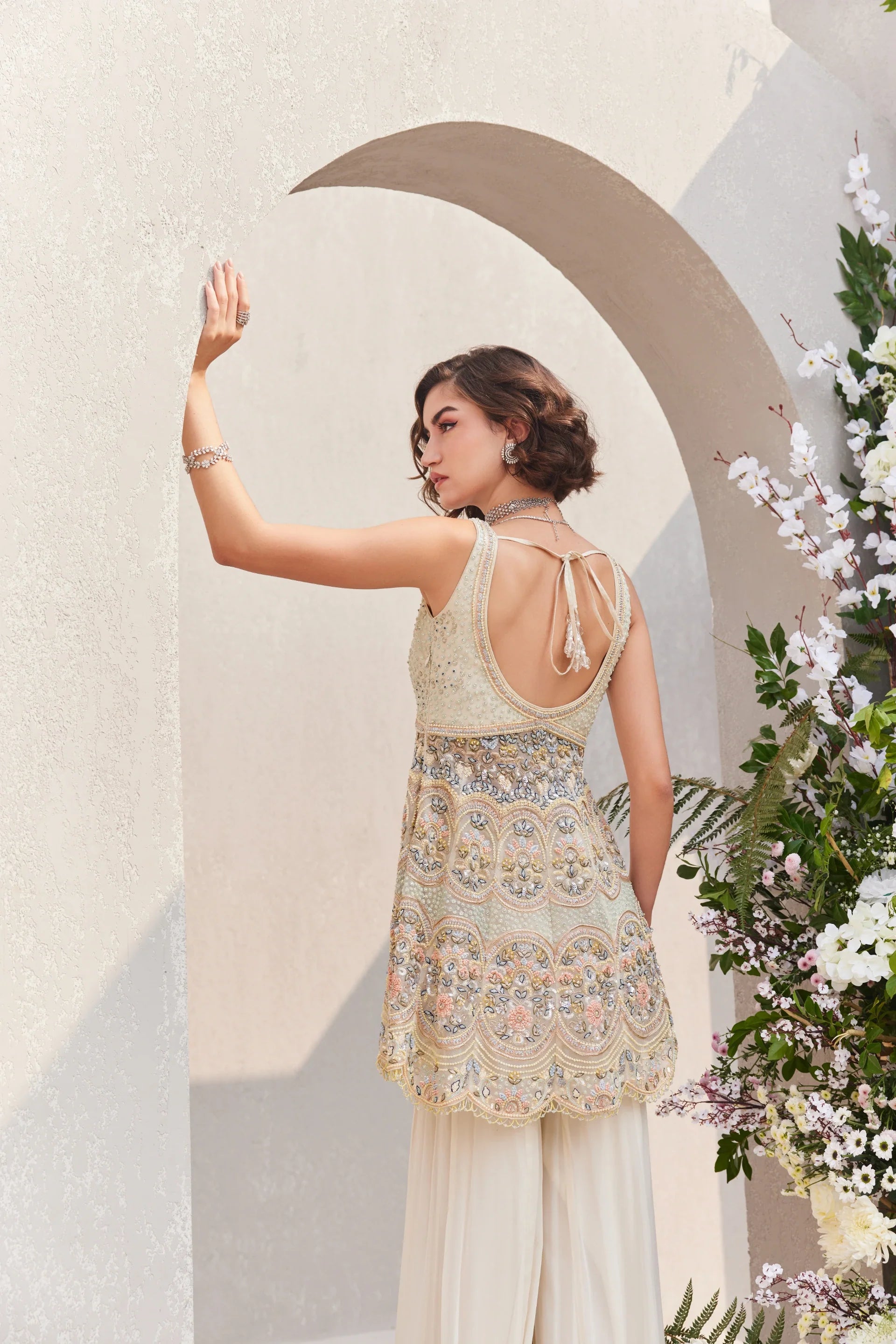 Peplum Top And Sharara Set - Saisha
