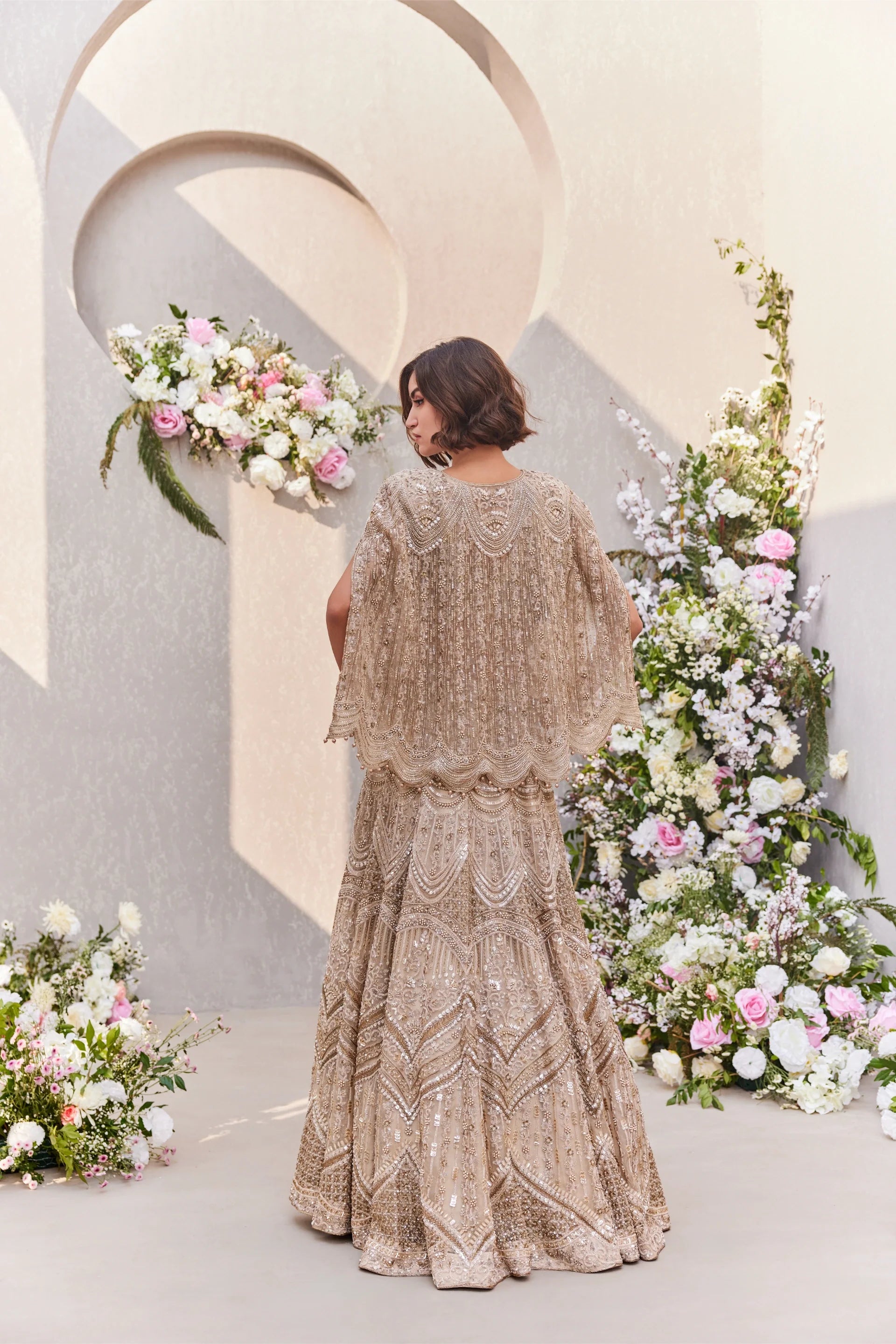 Lehenga Blouse With Short Cape - Saisha
