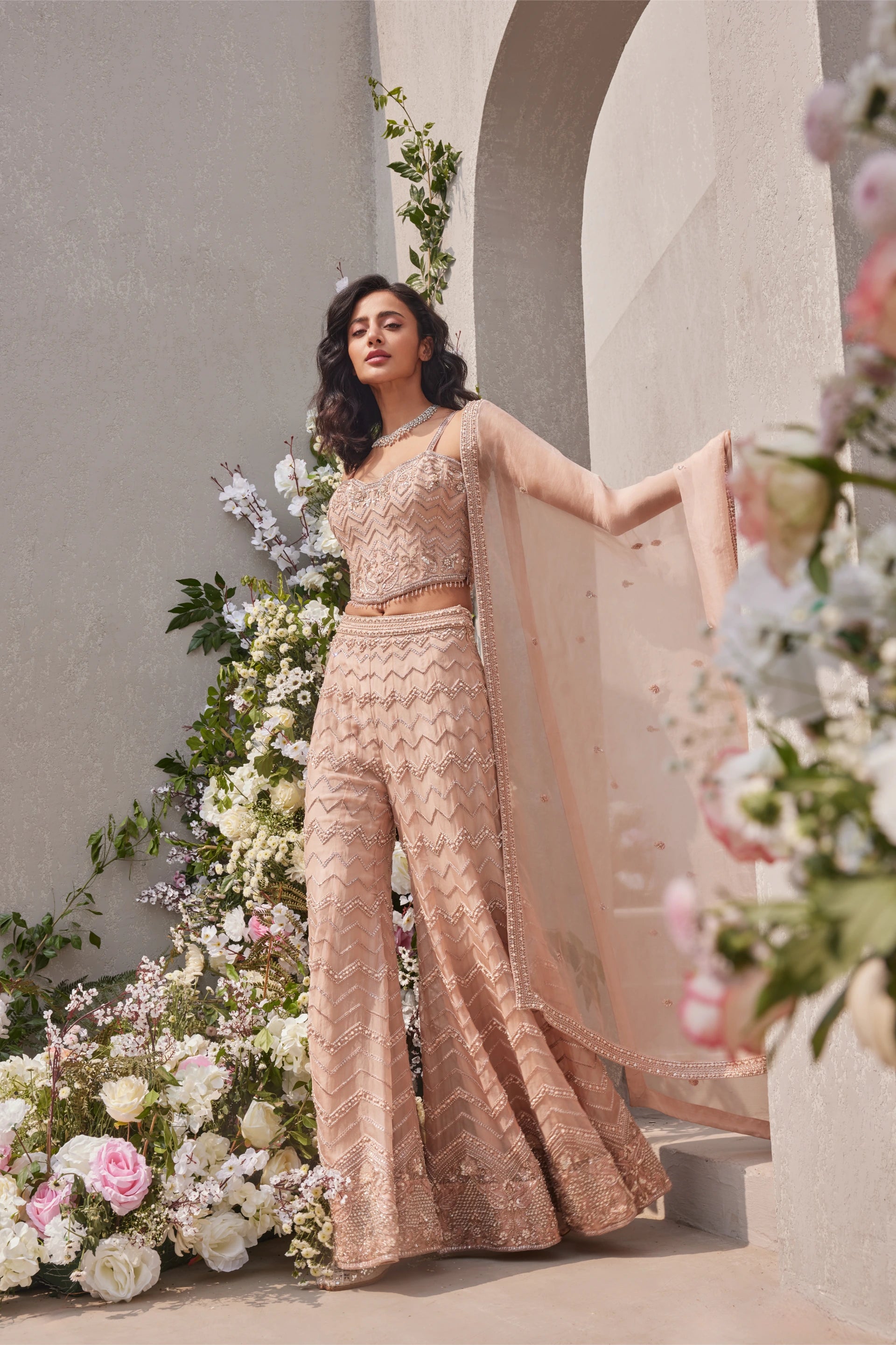 Corset With Fitted Sharara And Dupatta - Saisha