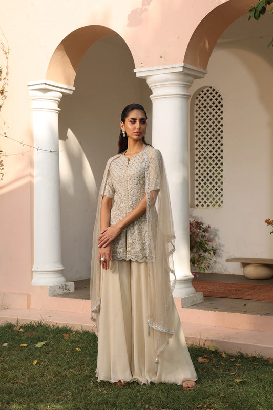 High-Low Top with Sharara & Dupatta - Saisha