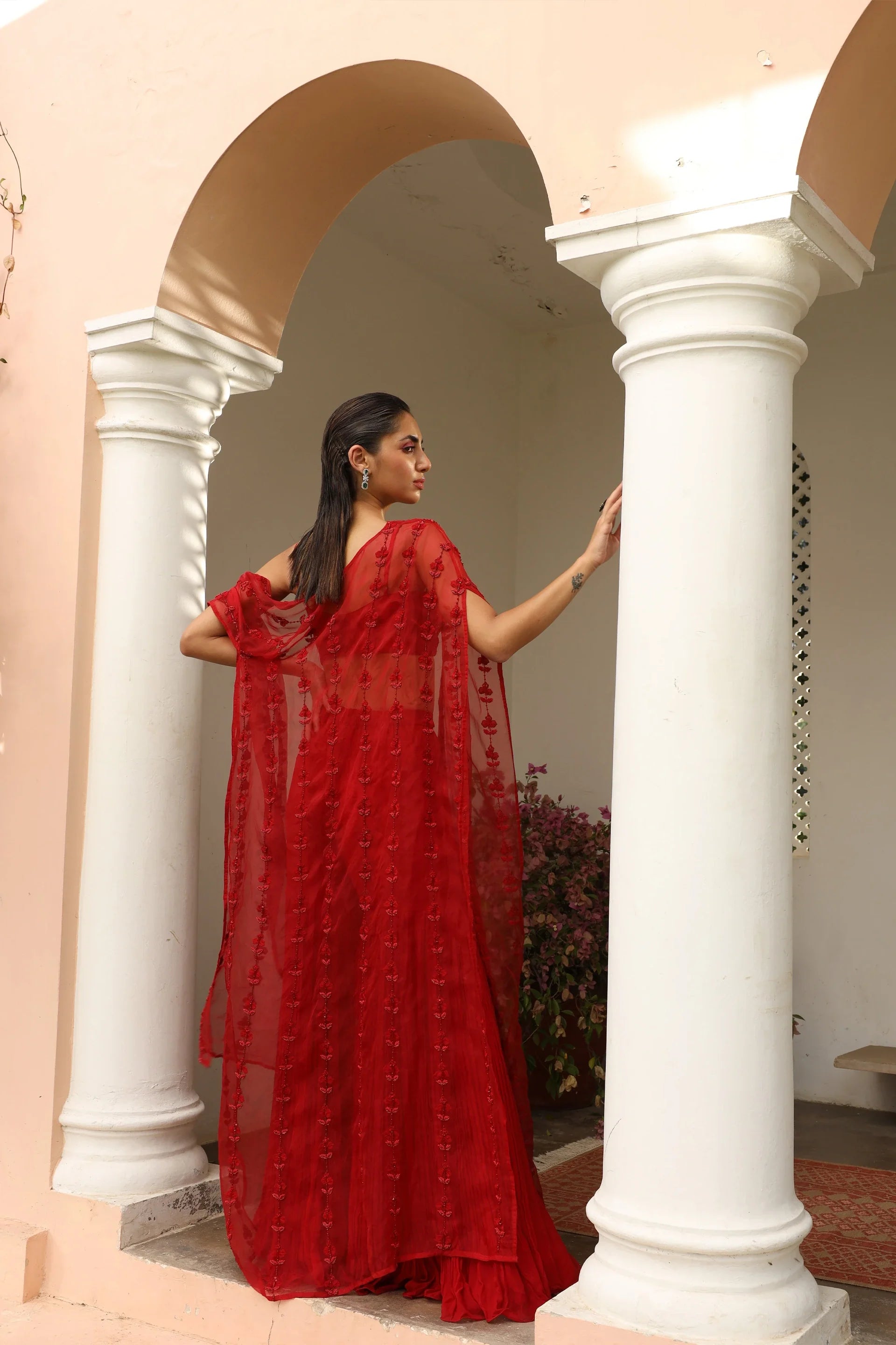 Organza Cape with Sharara Set - Saisha
