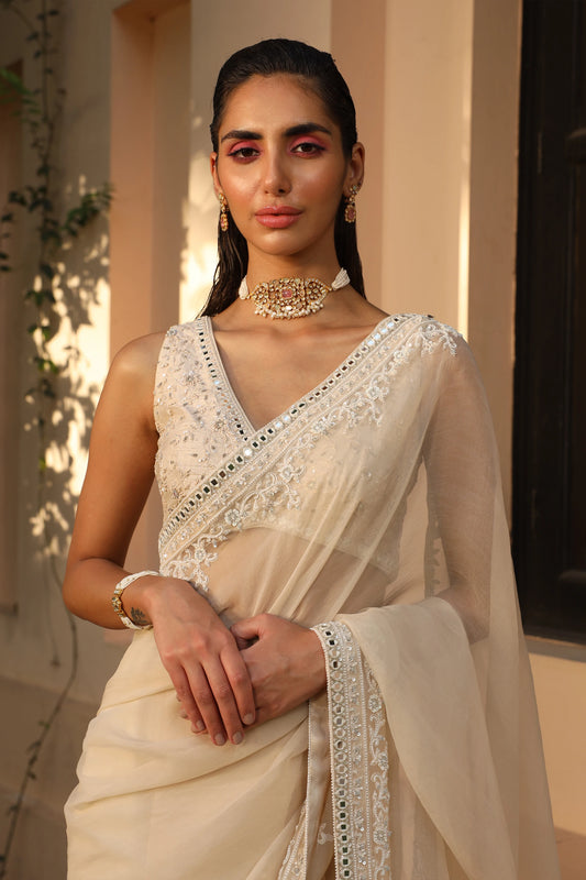 Organza Saree with Embroidery Blouse - Saisha