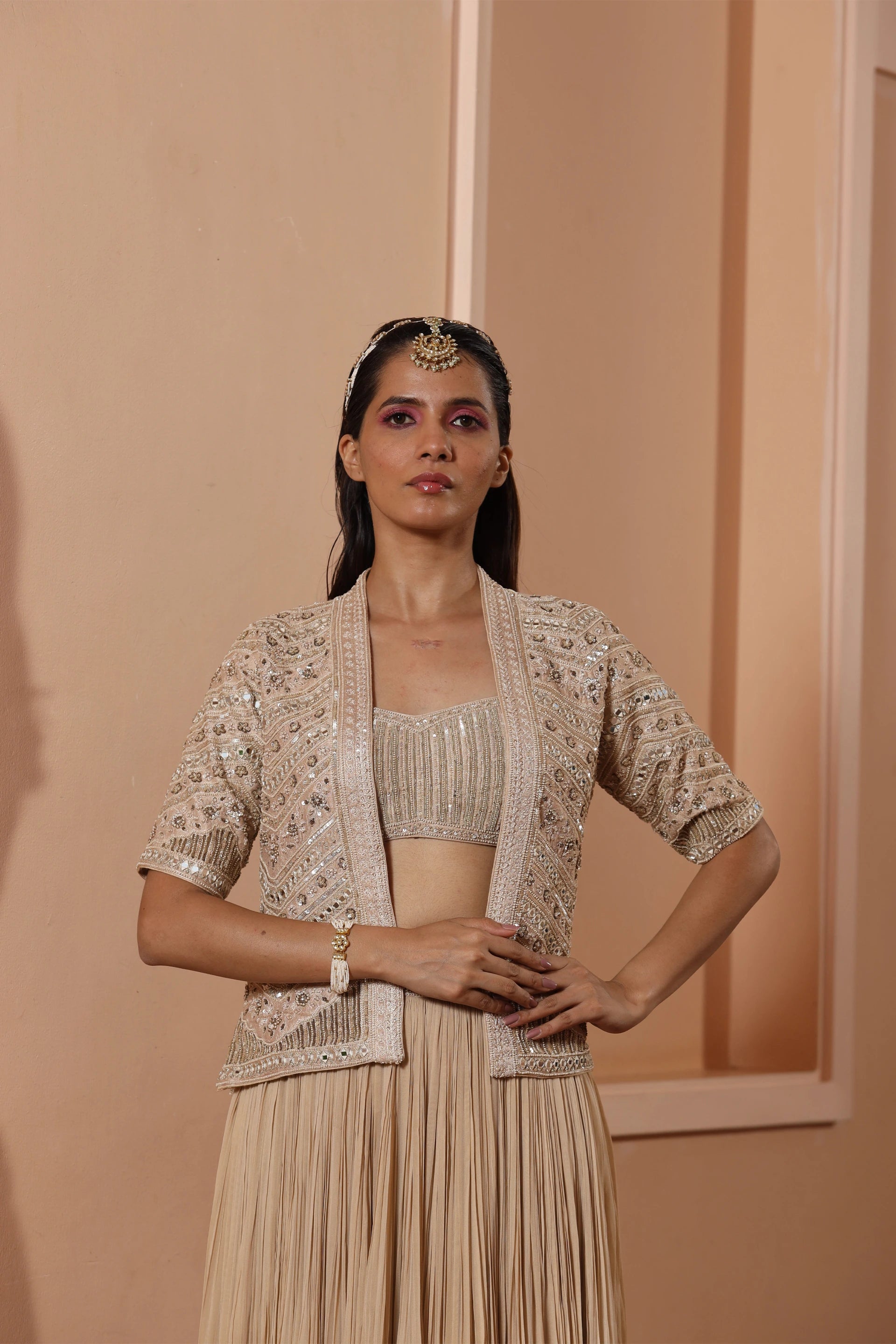 Short Cape with Lehenga Set - Saisha
