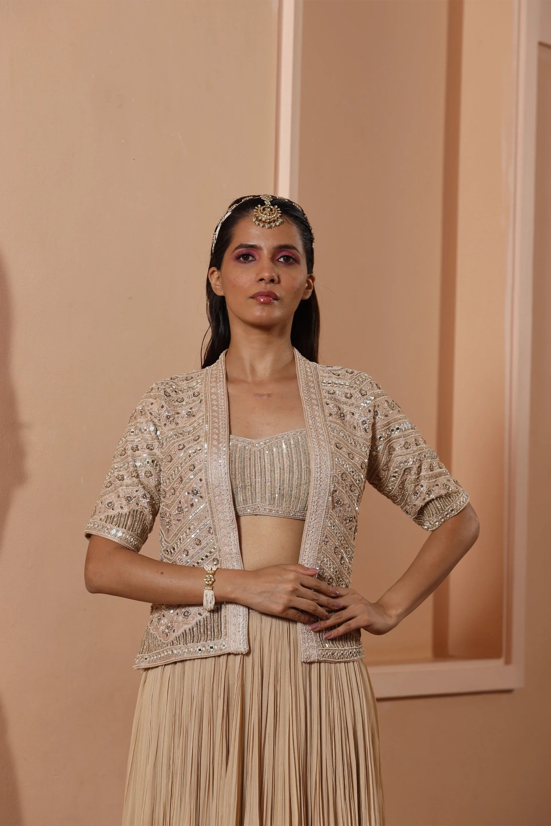 Short Cape with Lehenga Set - Saisha